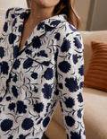 Janie Longline Pyjama Shirt-Ivory, Leafy Bud