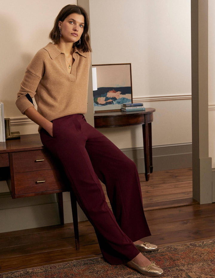 Albermarle Hose mit weitem Bein-Glühweinrot
