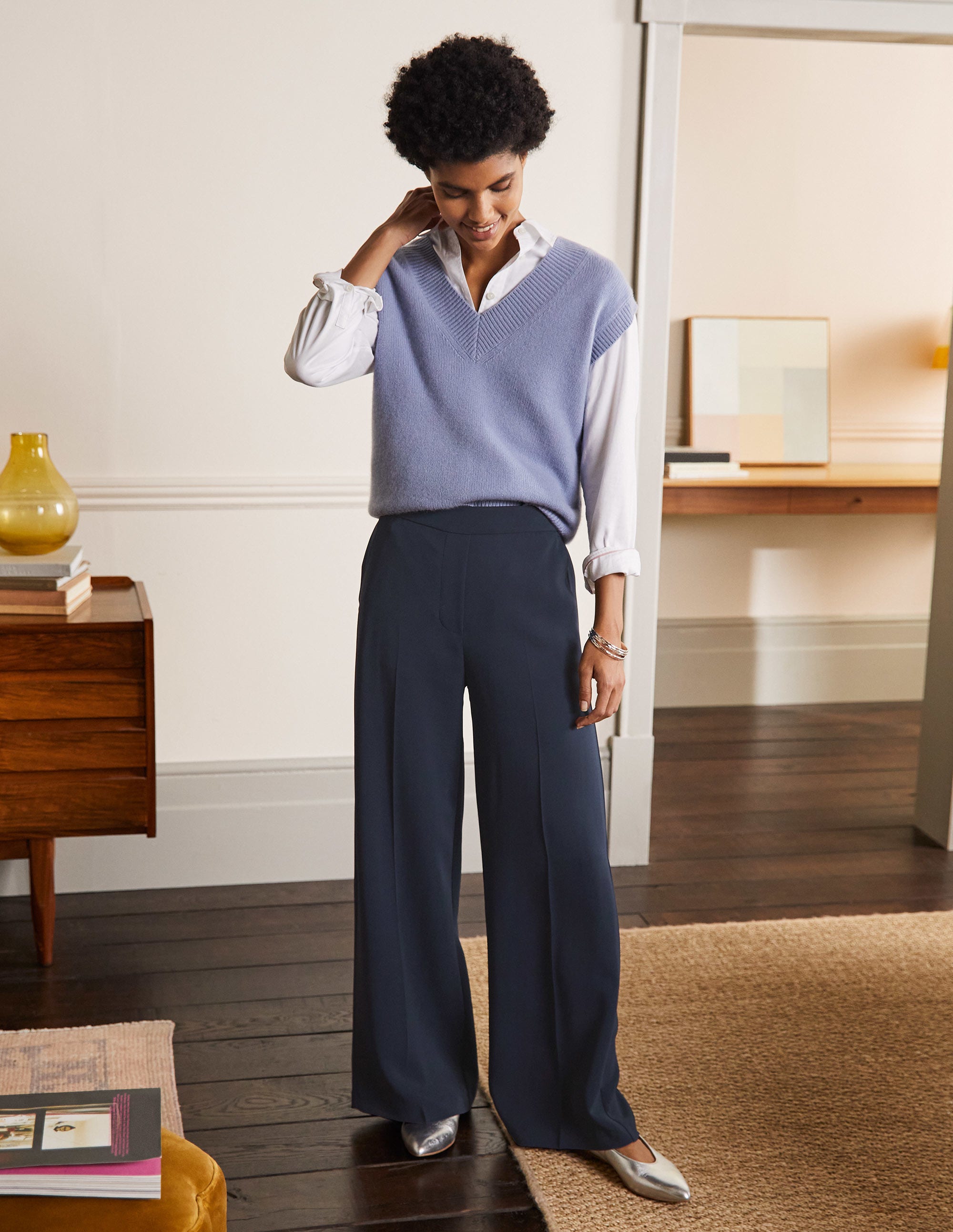 Albermarle Hose mit weitem Bein-Marineblau - Image 4