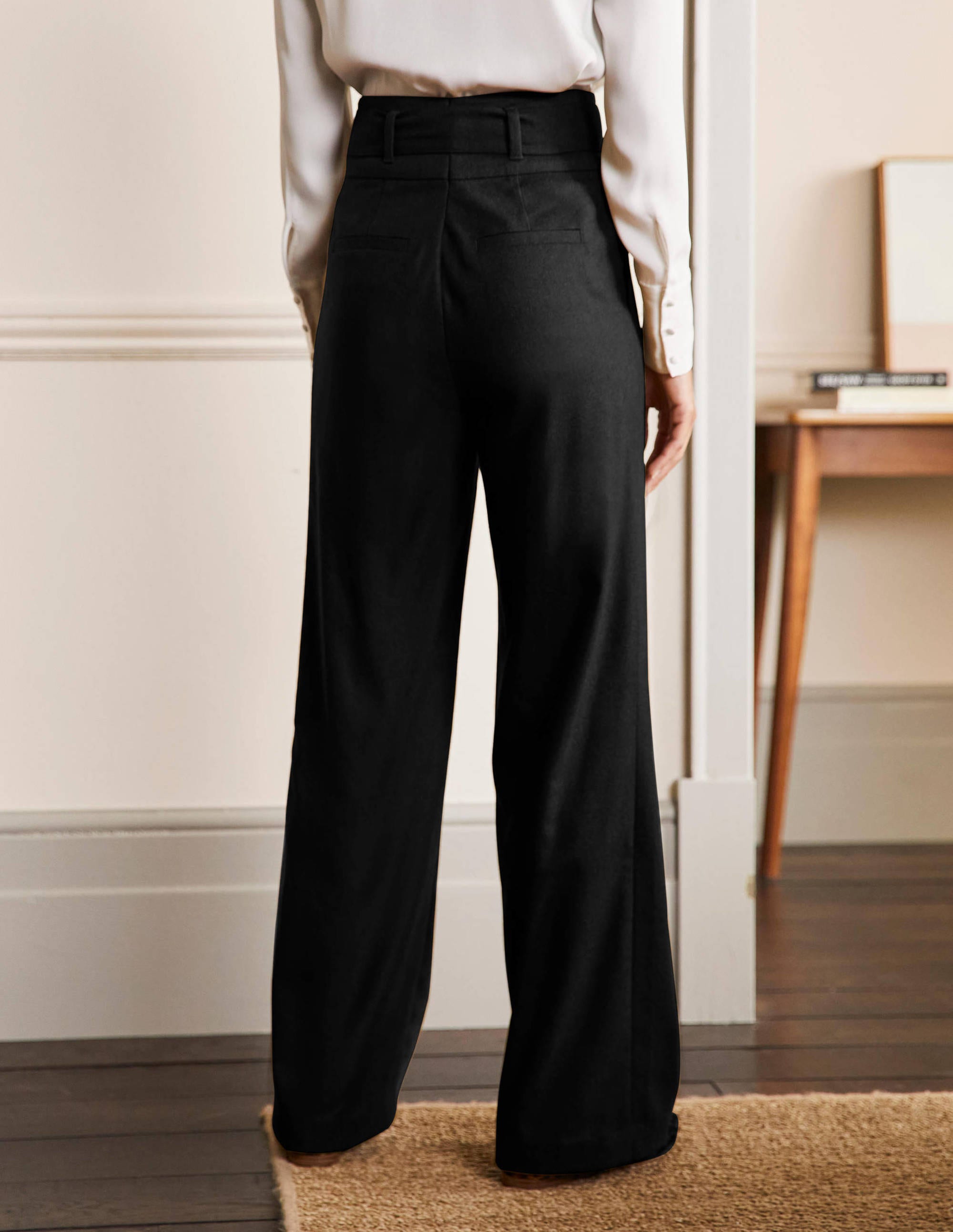 Pantalon large noué à la taille-Noir - Image 3