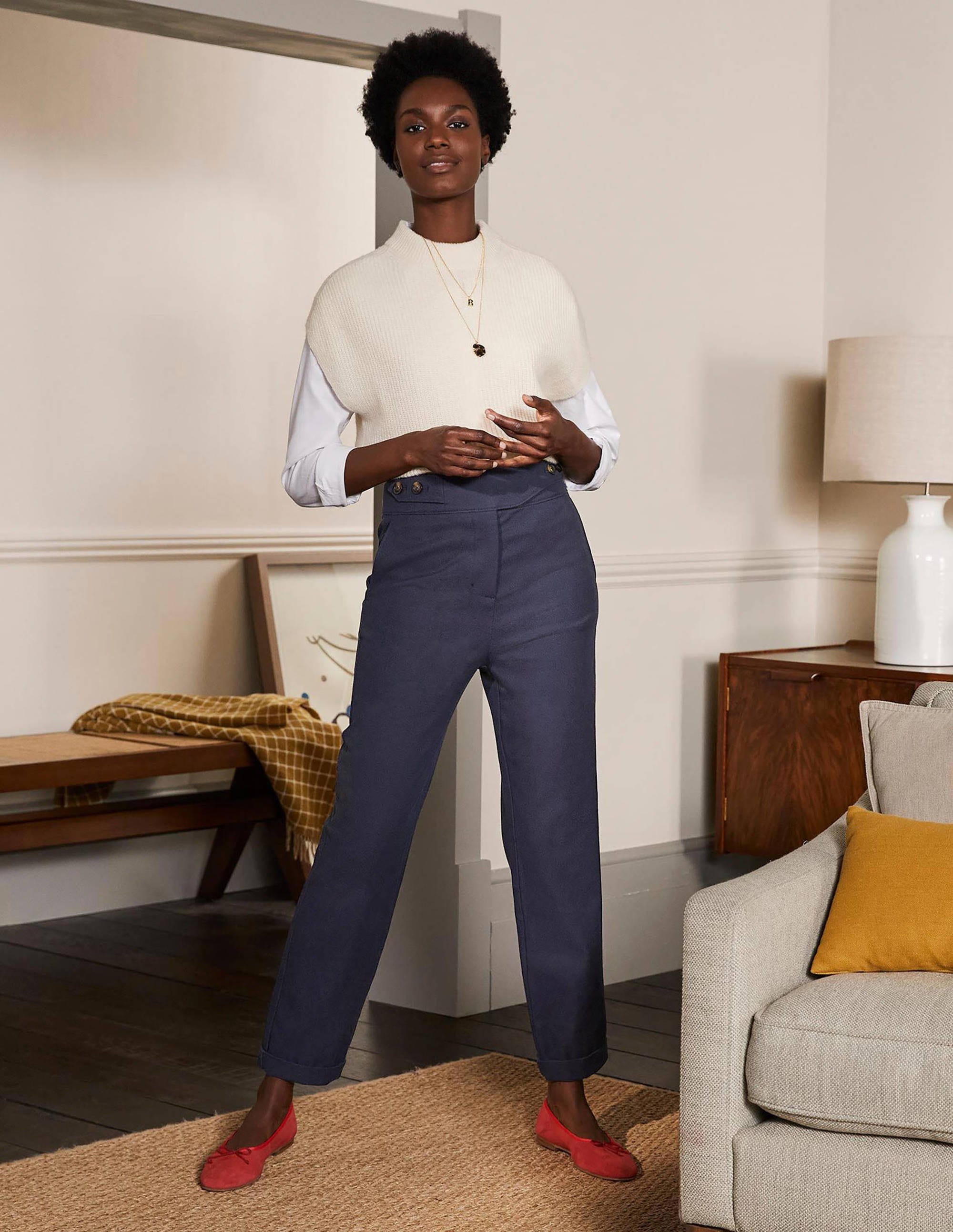 Pantalon avec patte décorative-Bleu marine - Image 5