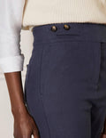 Pantalon avec patte décorative-Bleu marine