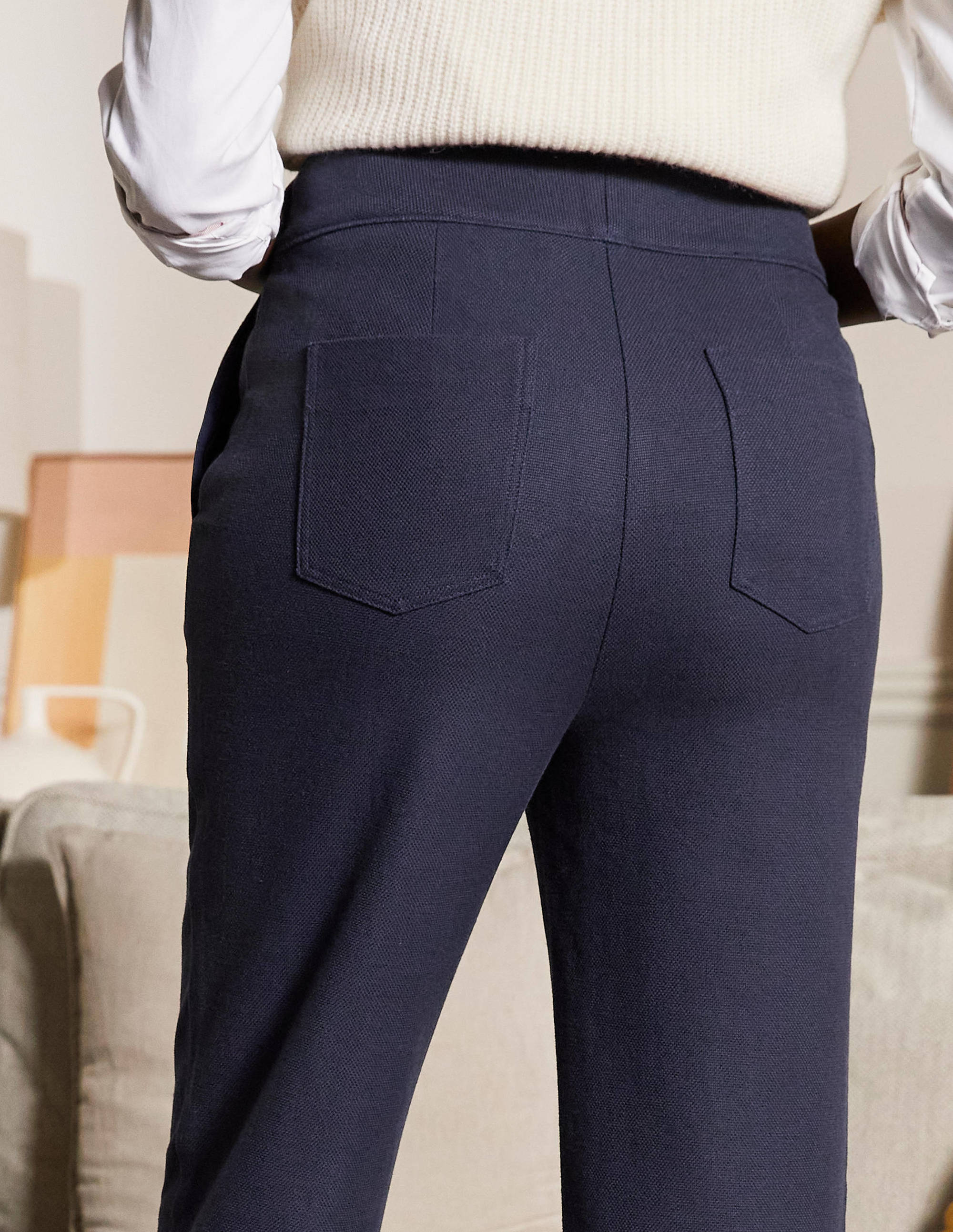 Pantalon avec patte décorative-Bleu marine - Image 4