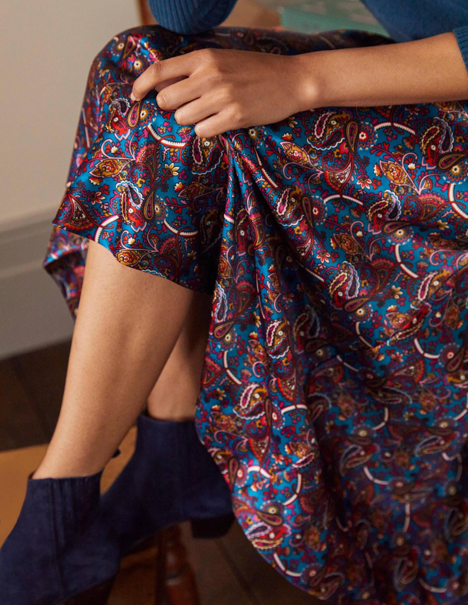 Seam Detail Midi Skirt-Winter Azure, Fantastical-2