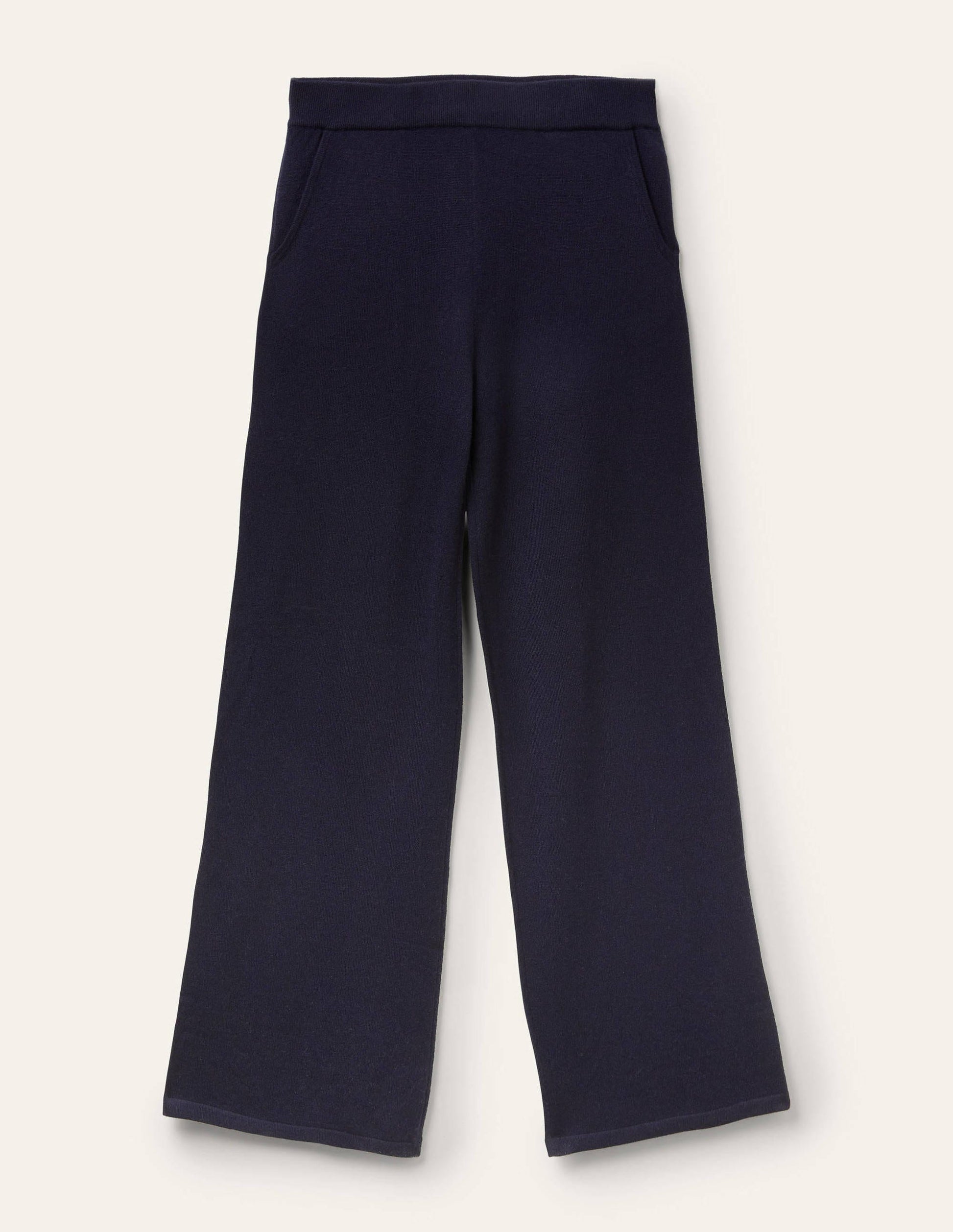Bas de jogging décontracté en maille de cachemire-Bleu marine-6