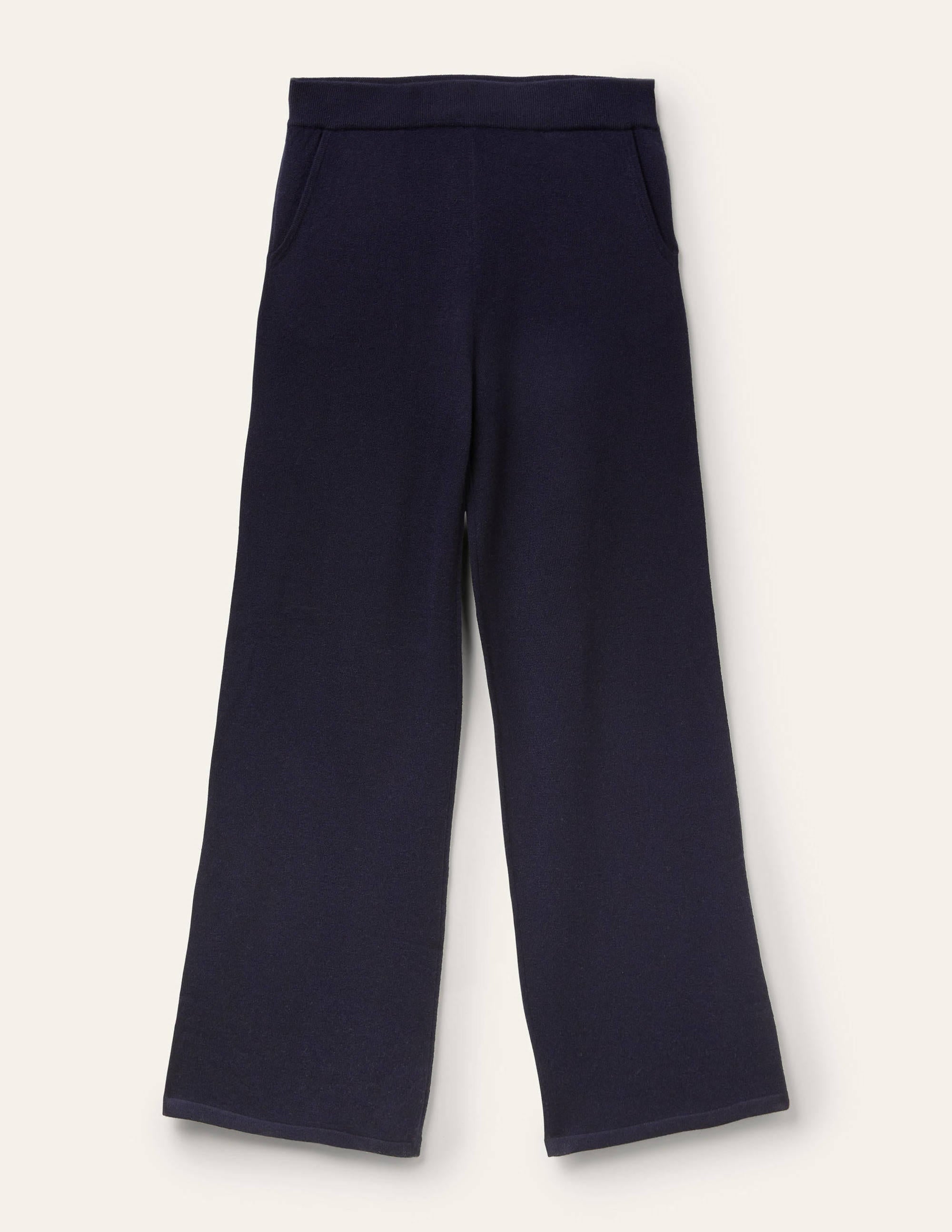 Bas de jogging décontracté en maille de cachemire-Bleu marine - Image 6