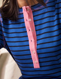 Henley-Schlafanzugoberteil mit Rippstrick-Porzellanblau/Navy, Gestreift