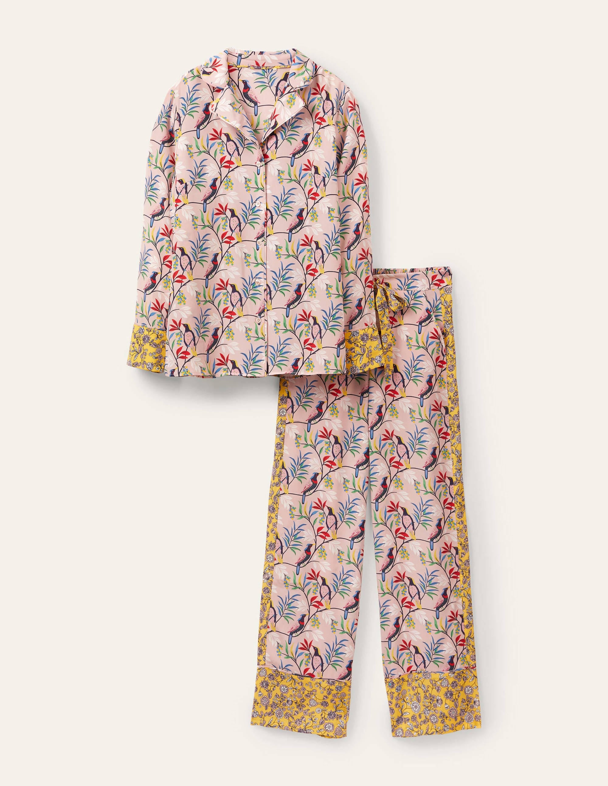 Silk Pyjama Set-Milkshake, Berry Bird - Image 5