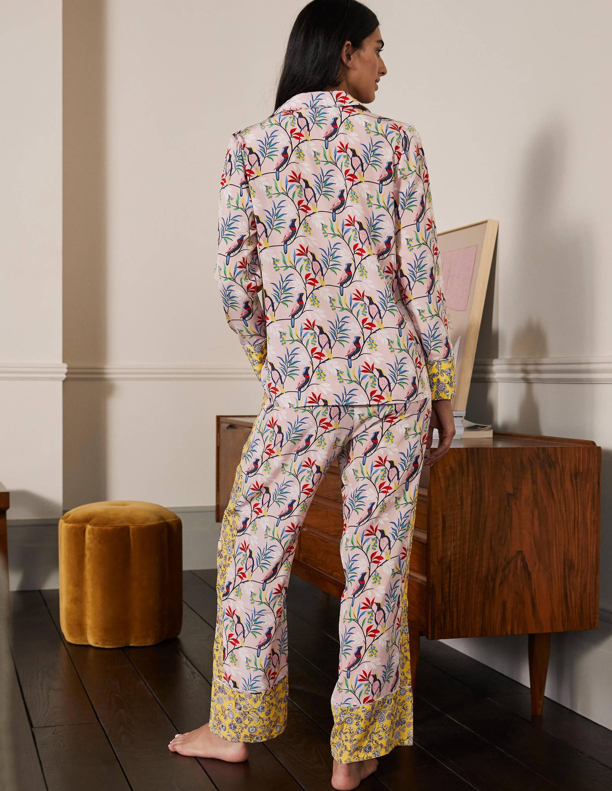 Silk Pyjama Set-Milkshake, Berry Bird - Image 2