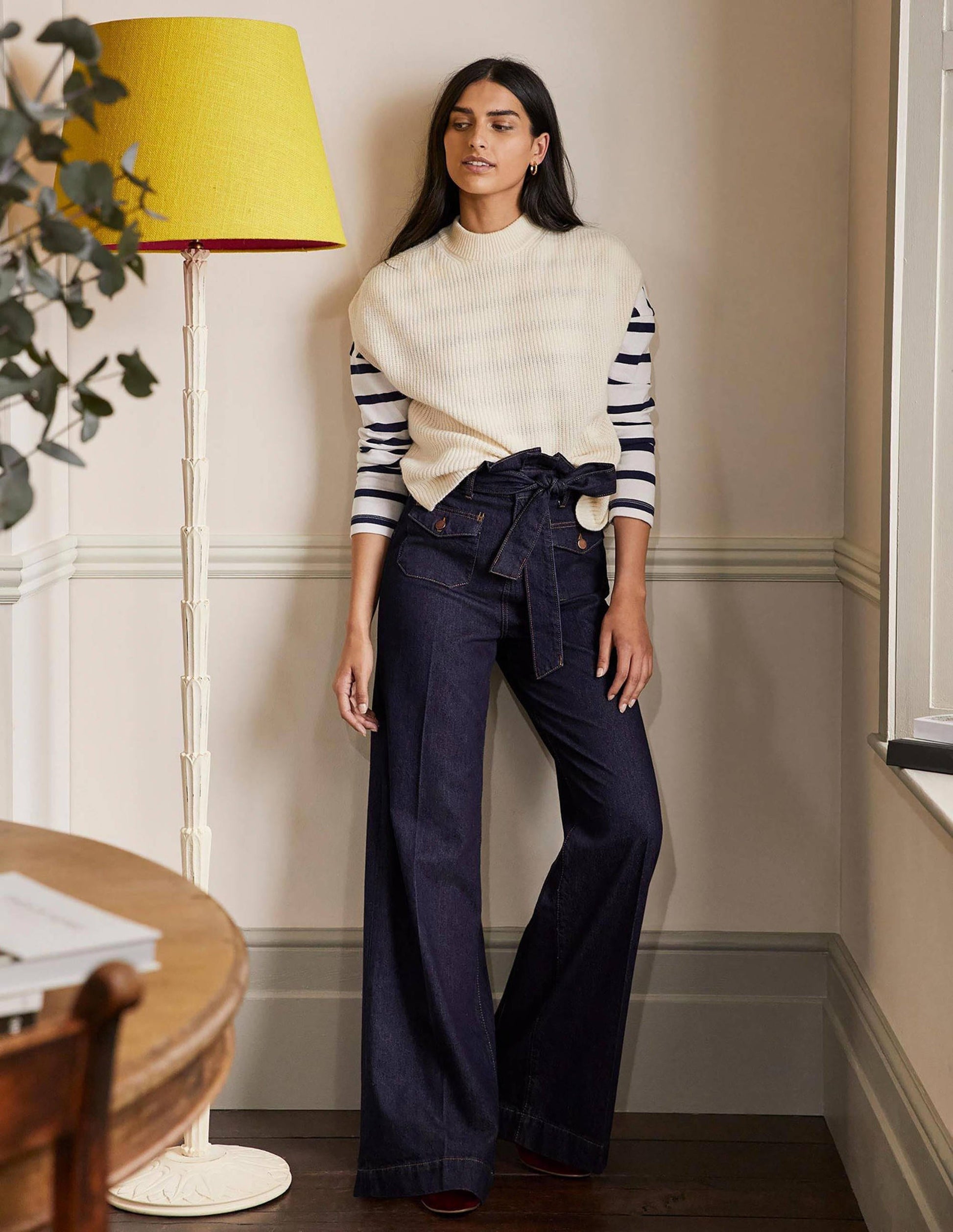 Paperbag Wide Leg Jeans-Indigo-5