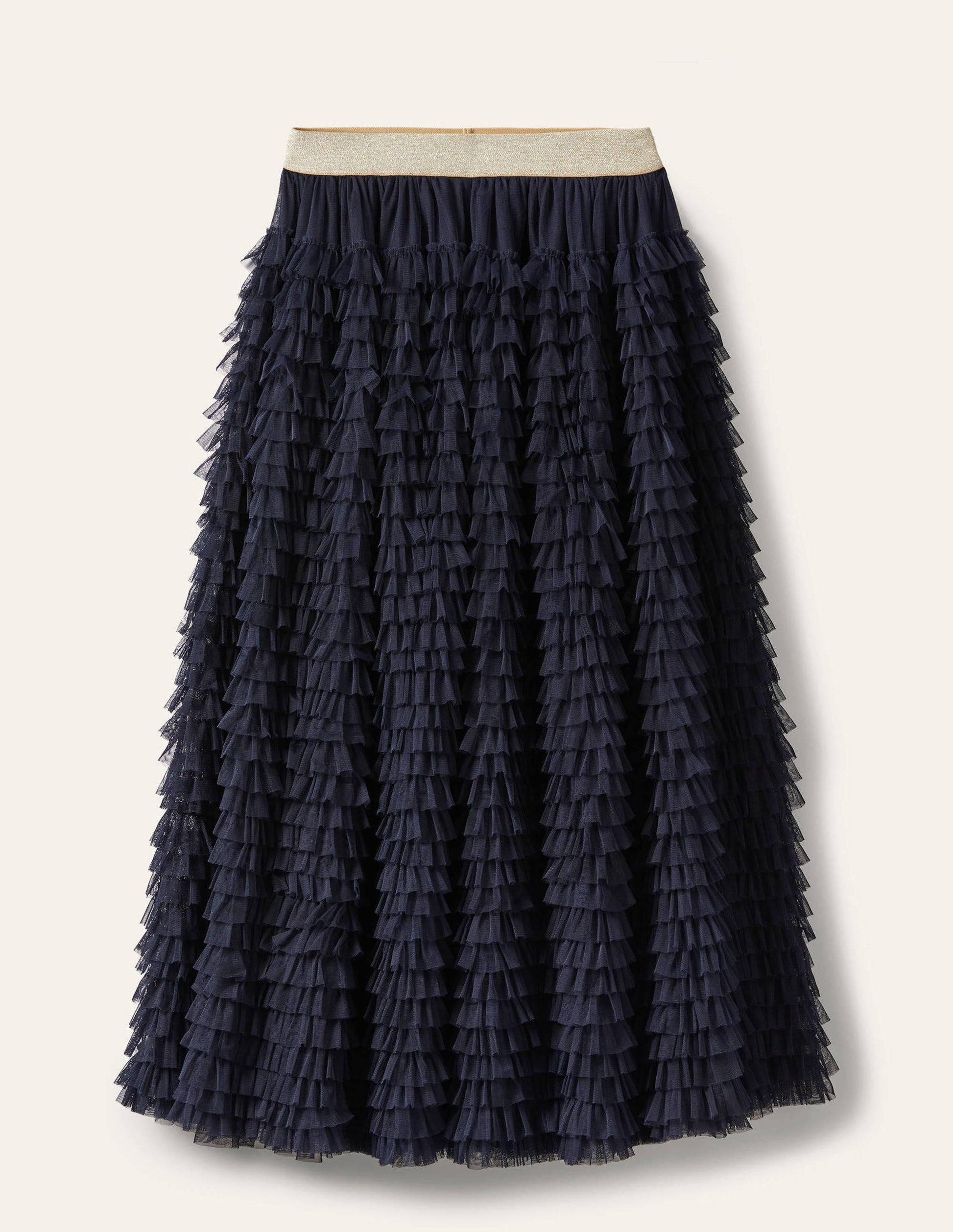 Tulle Midi Skirt-Navy-5