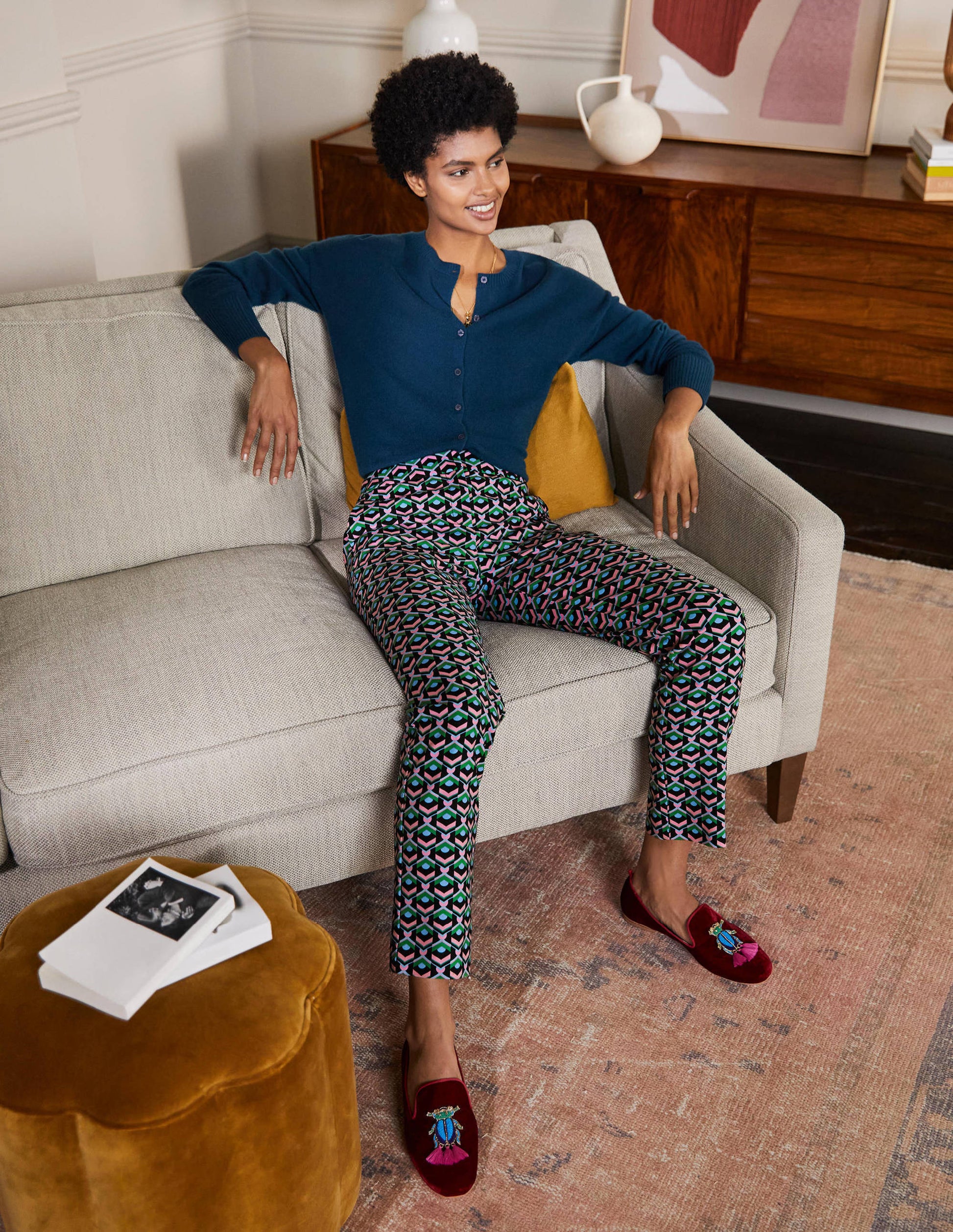 Pantalon 7/8 Richmond-Noire, tuile géométrique-4