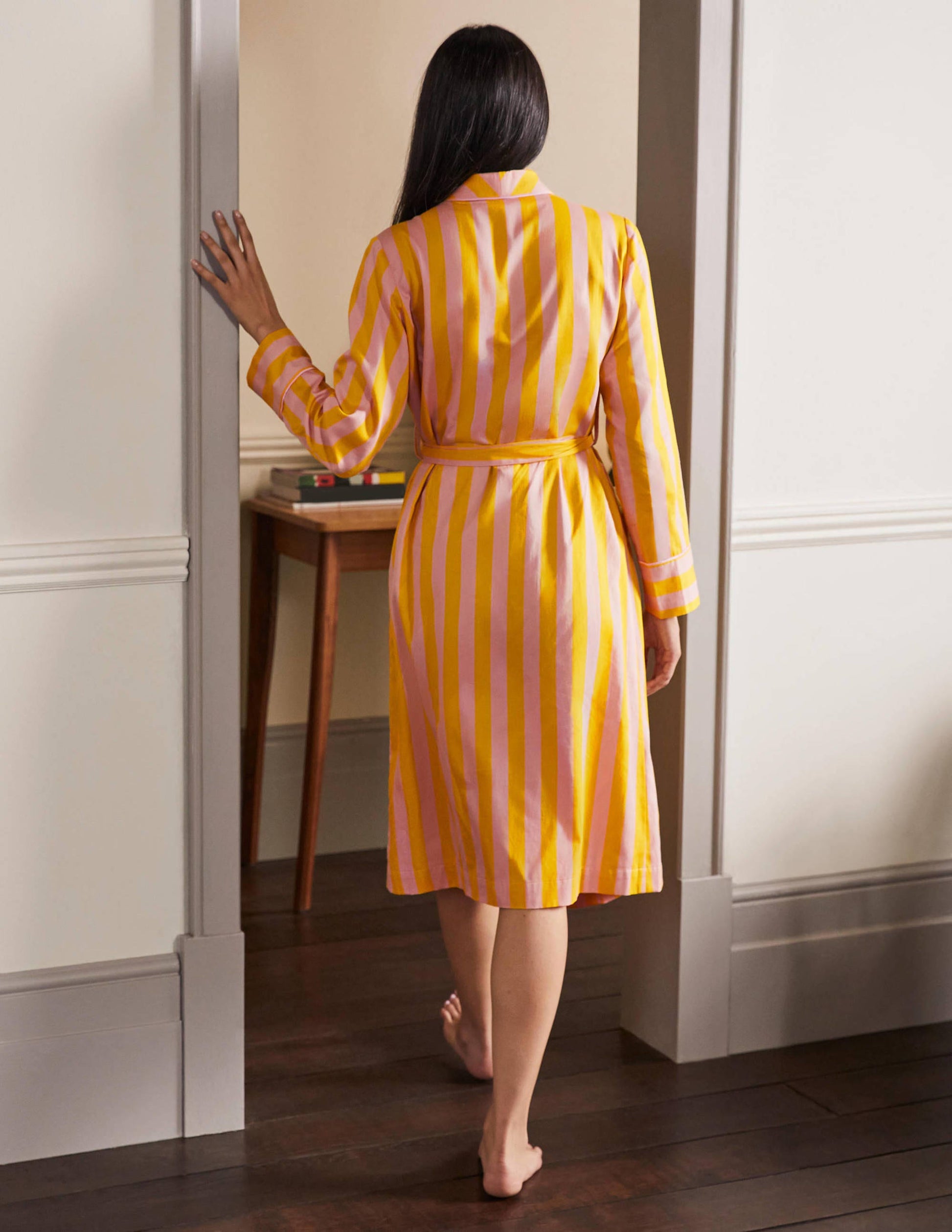 Robe de chambre en coton-Rayé milkshake et guêpe-2