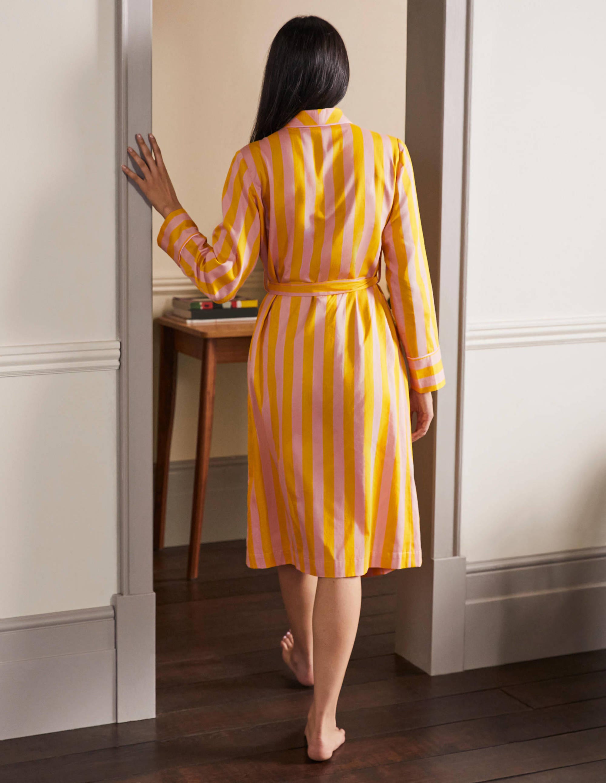 Robe de chambre en coton-Rayé milkshake et guêpe - Image 2