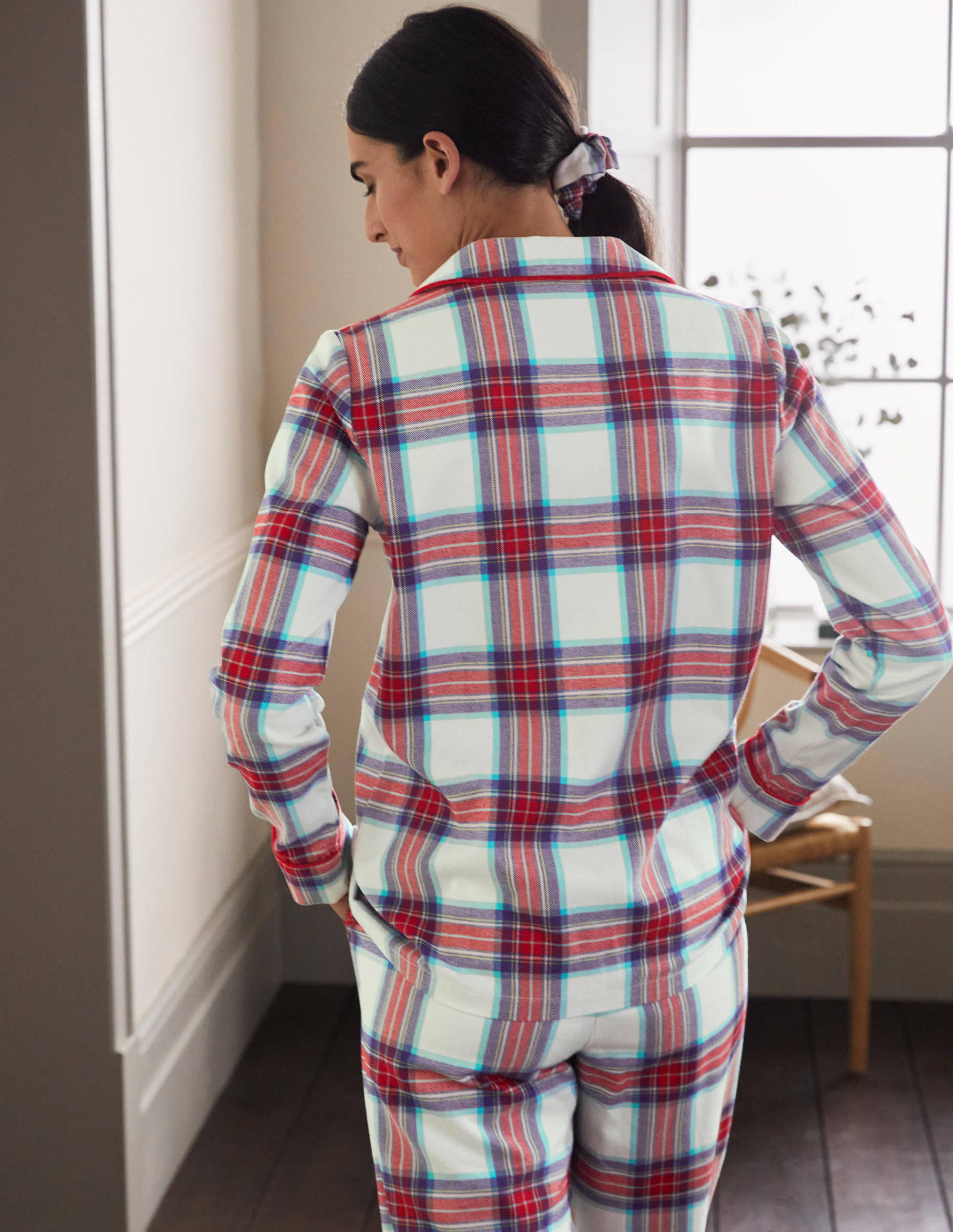 Pyjama Vanessa cosy-Carreaux ivoire et rouge rockabilly - Image 2