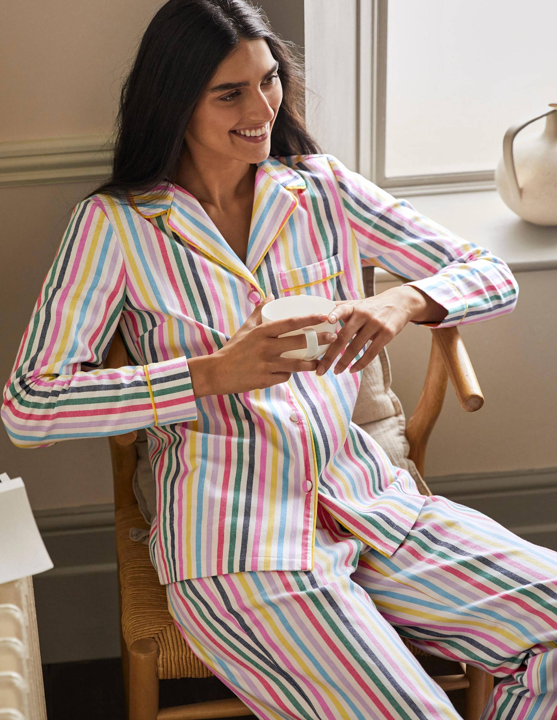 Pyjama Vanessa cosy-Rayé arc-en-ciel tissé voile-4