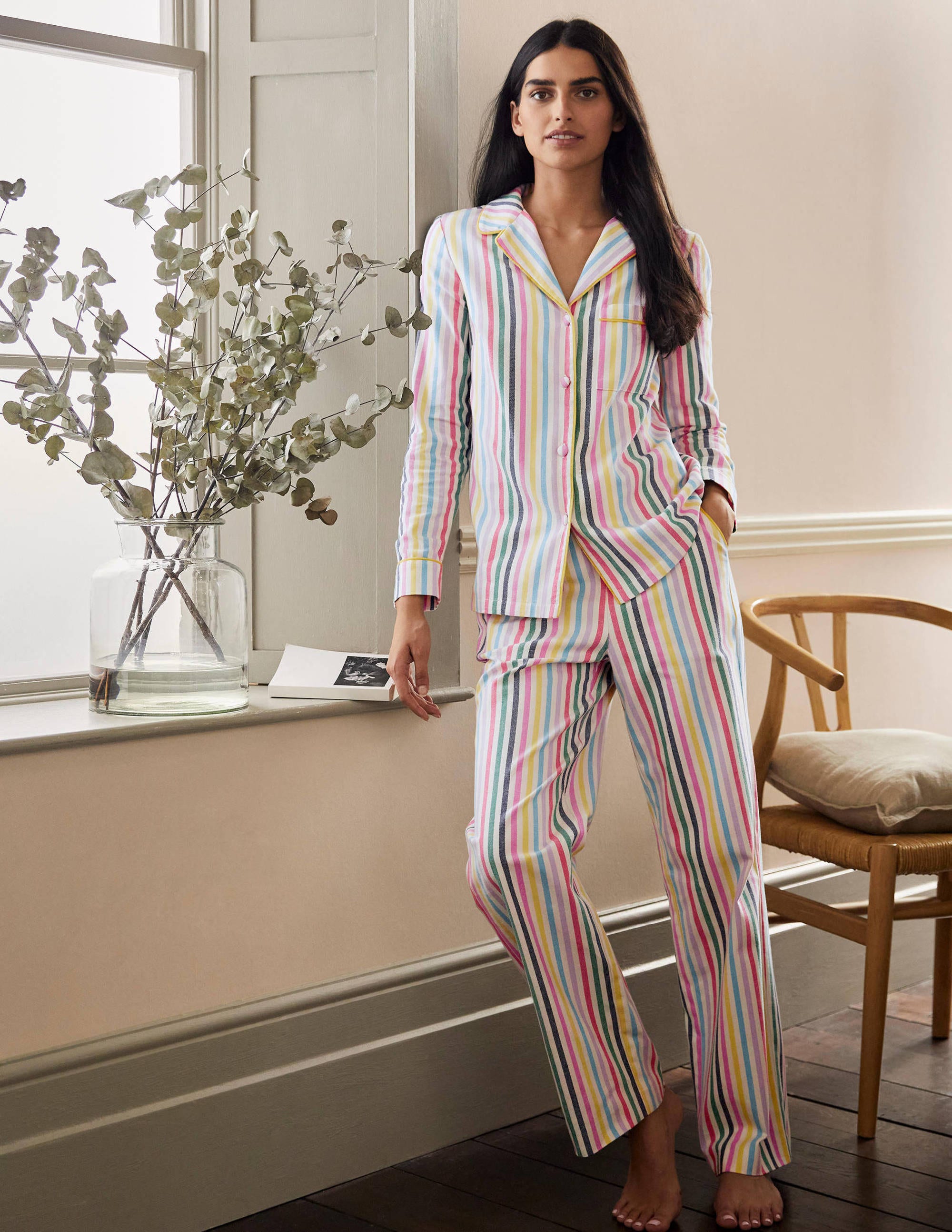 Pyjama Vanessa cosy-Rayé arc-en-ciel tissé voile - Image 3