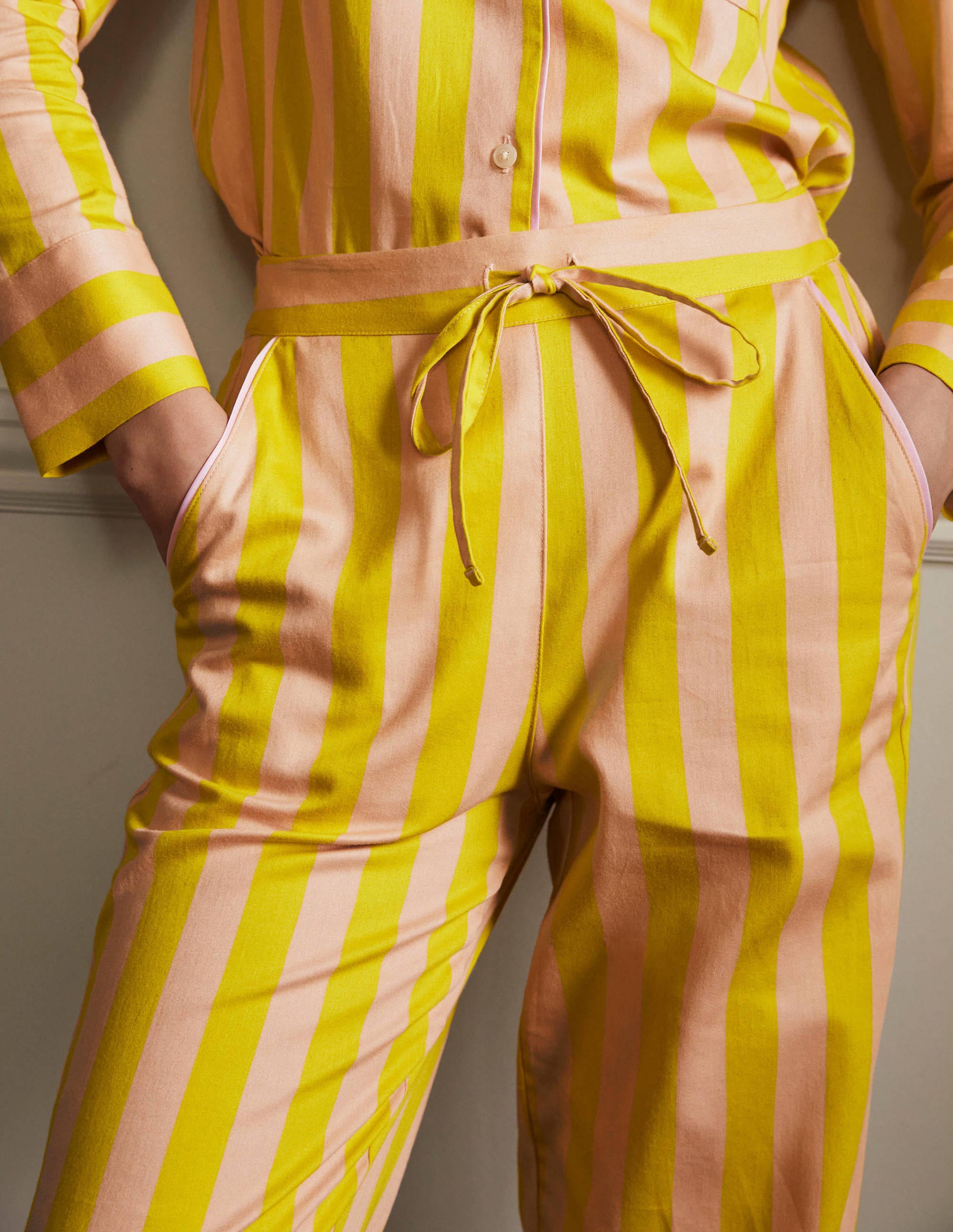 Bas de pyjama en coton-Rayé milkshake et guêpe - Image 1