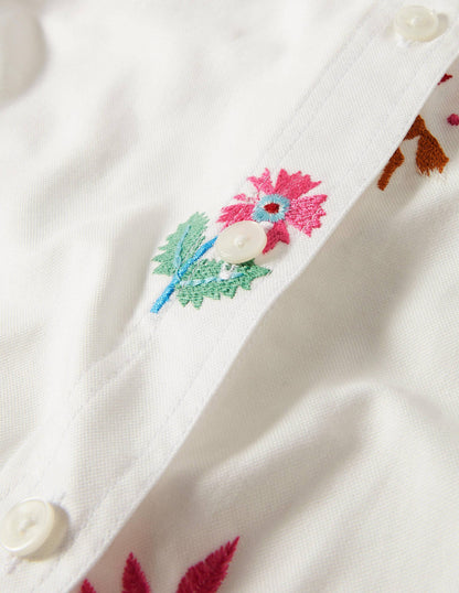 Agnes Oversize-Hemd-Weiß, Stickerei