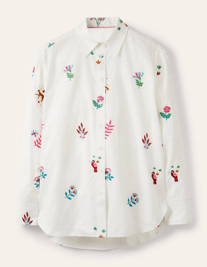 Agnes Oversize-Hemd-Weiß, Stickerei