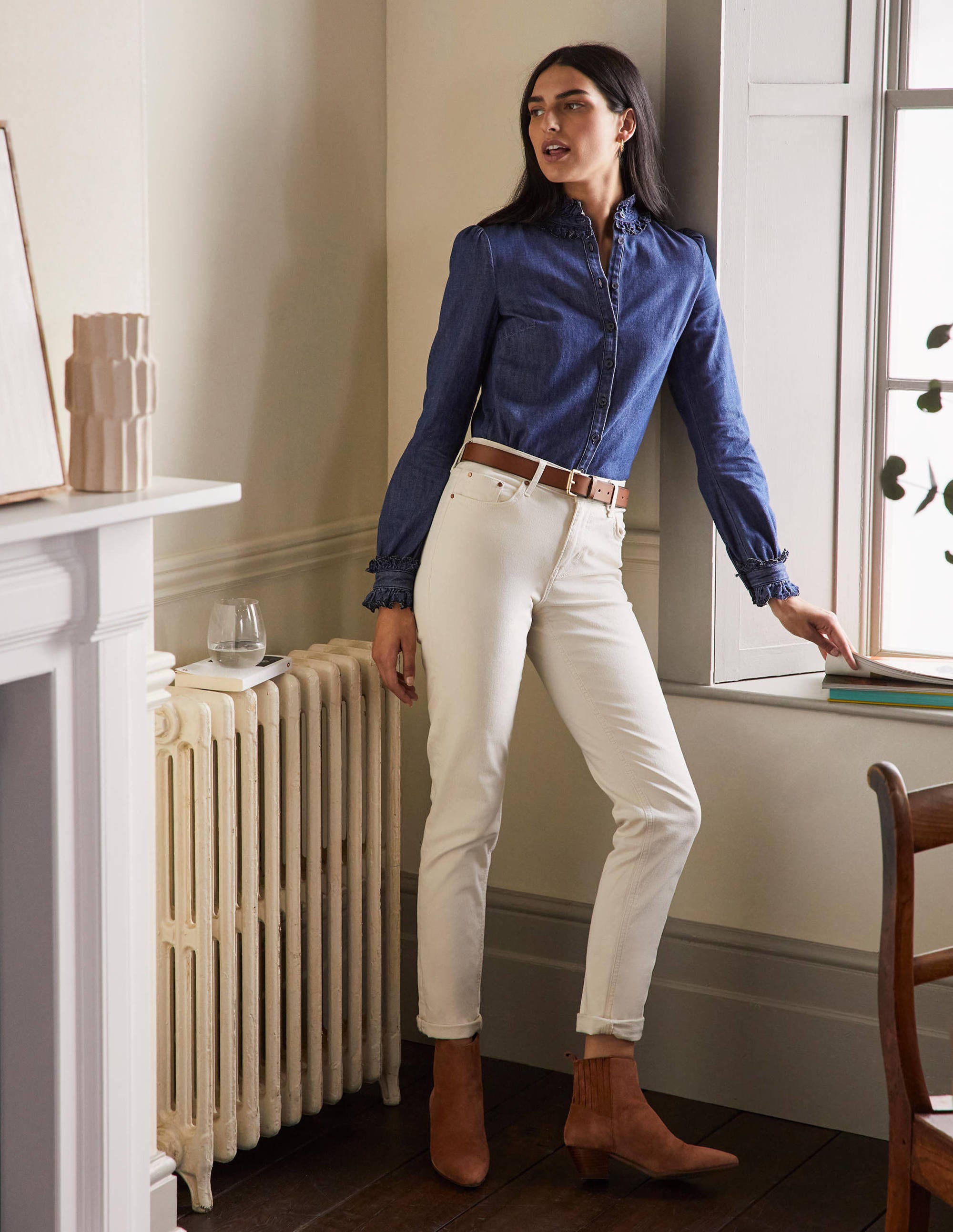 Chemise Eliza avec broderie anglaise-Denim vintage moyen - Image 4
