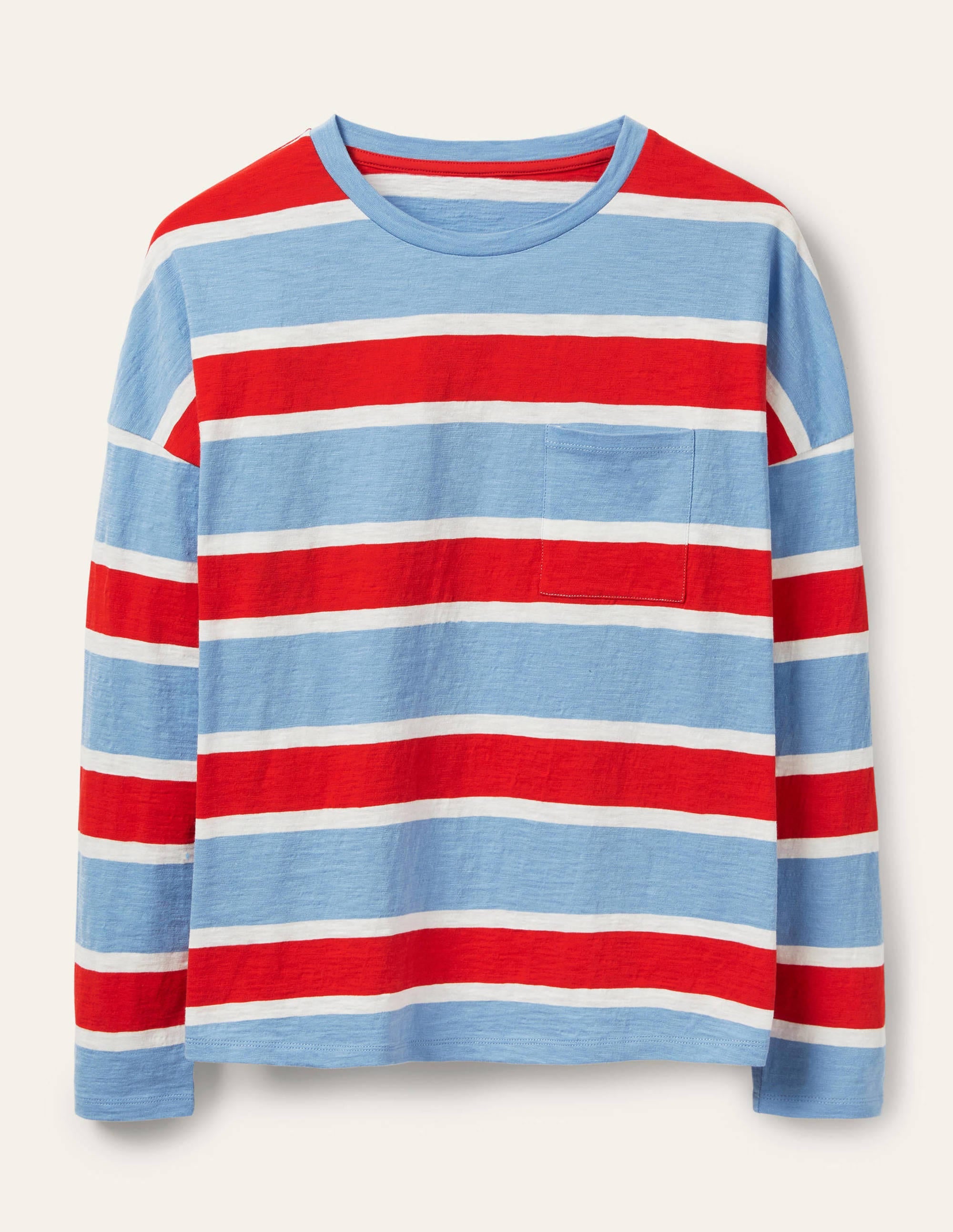 T-shirt carré en jersey-Rayé bleu glacé/rouge - Image 5