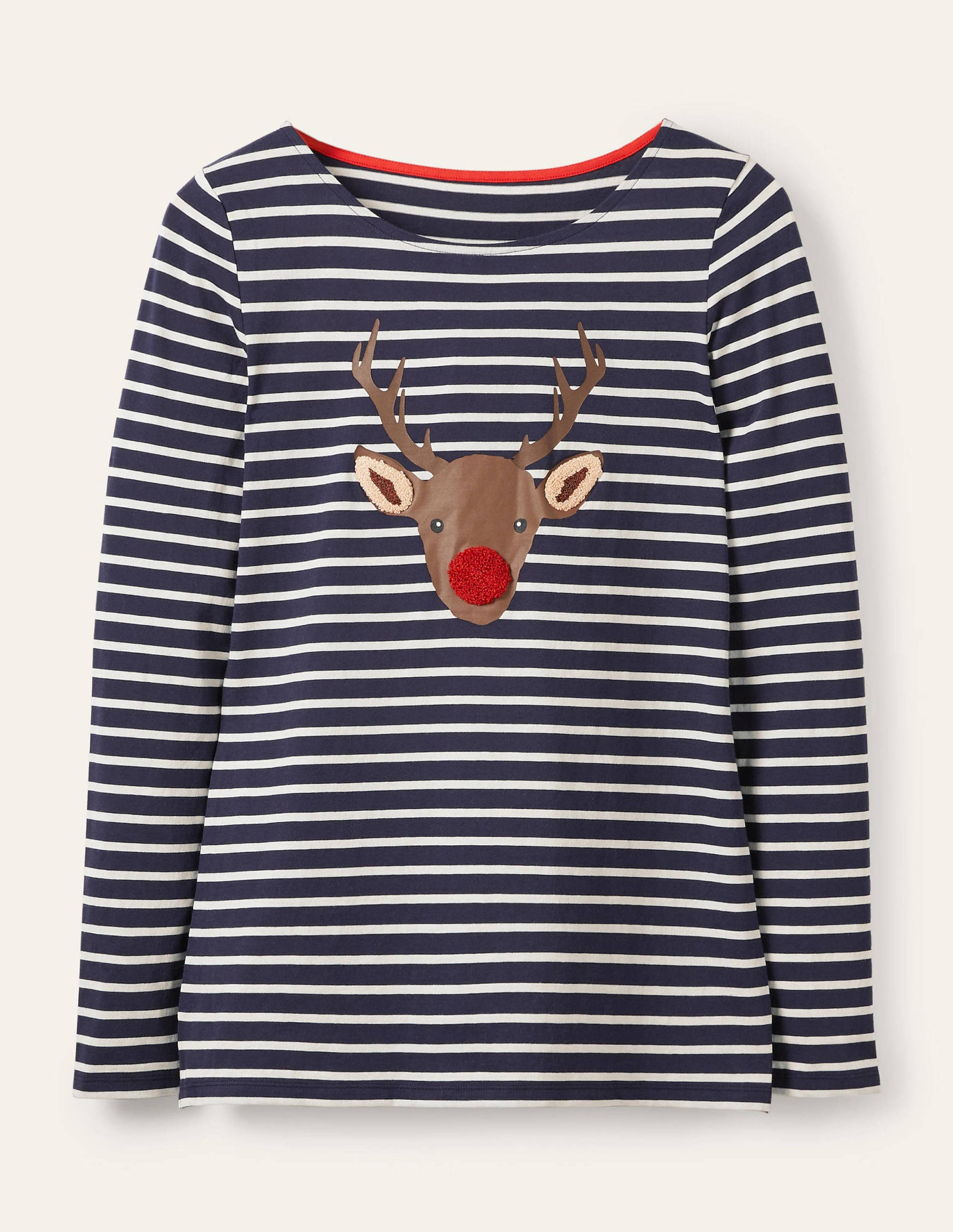 Statement-Bretonshirt-Navy/Naturweiß, Rentiermuster-5