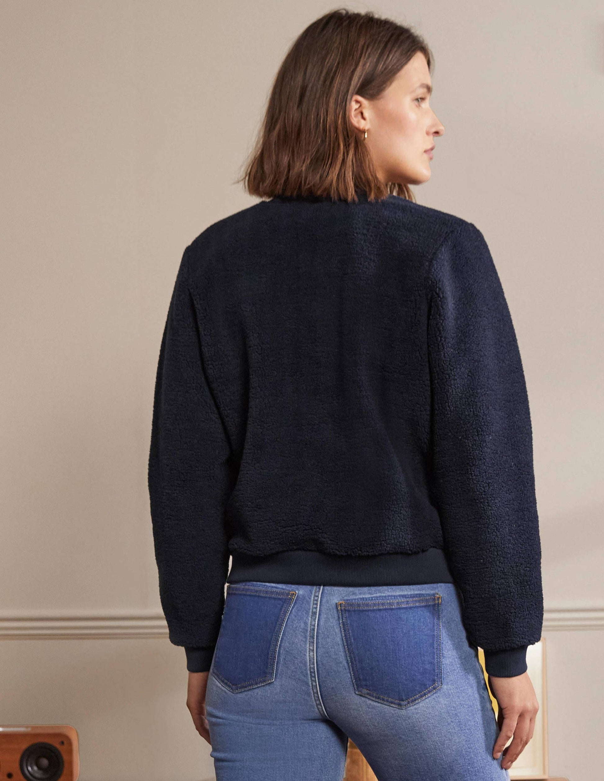 Teddy Zip-Through Jacket-Navy-2