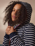 Teddy Lined Zip Through-Navy/ Ivory