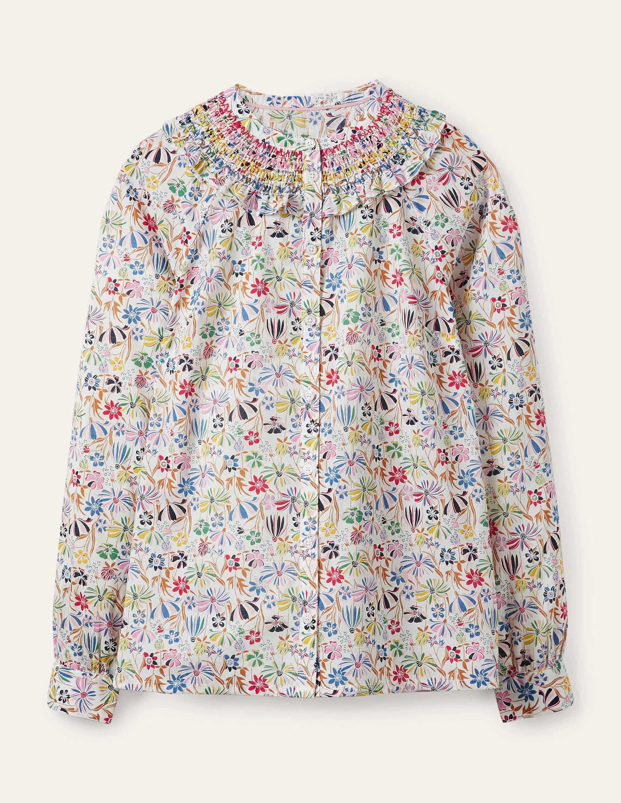 Leandra Smok-Baumwollbluse-Naturweiß, Wilder Löwenzahn - Image 7