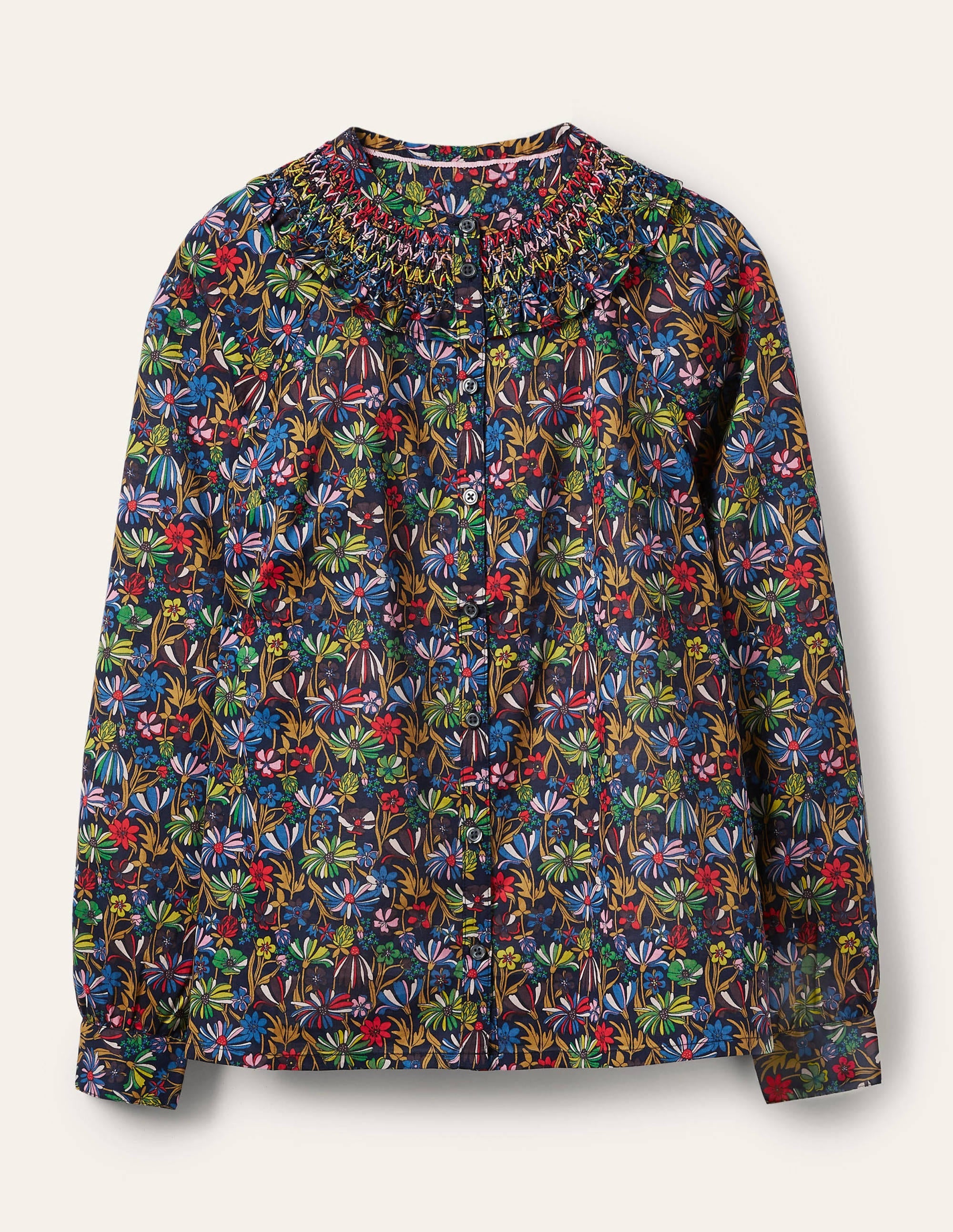 Chemise Leandra en coton à smocks-Bleu marine, motif Wild Dandelion - Image 5