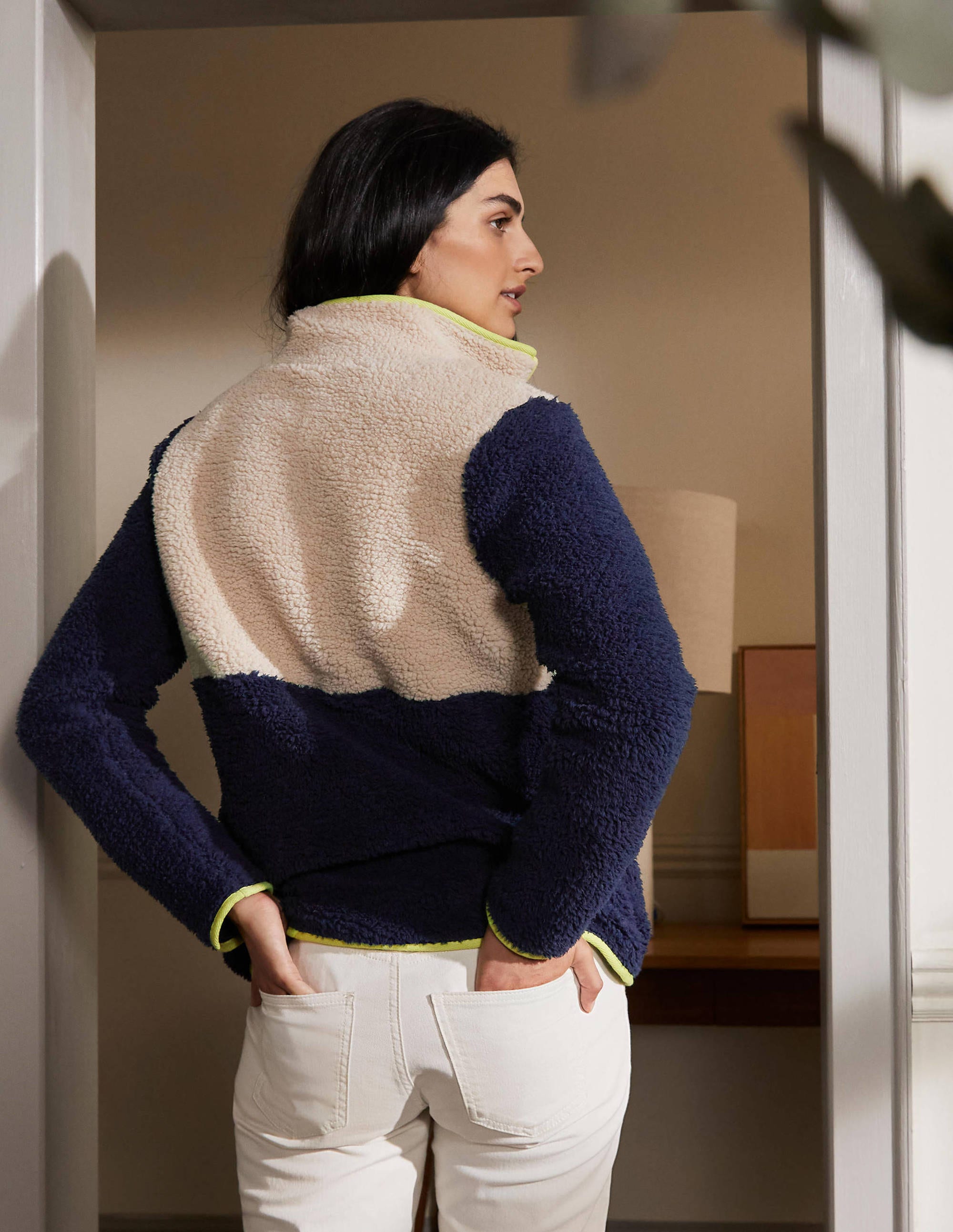 Greta Fleecepullover-Navy/Ecru - Image 2