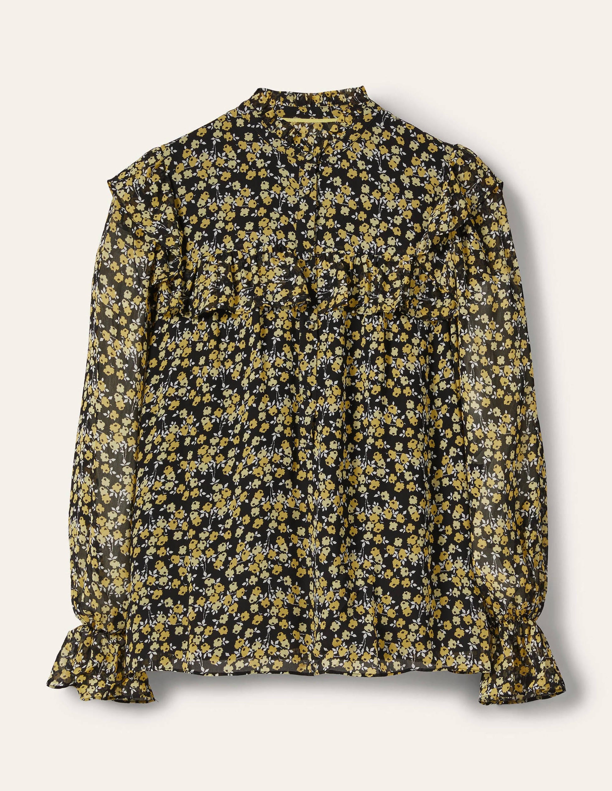 Zoe Bluse mit Rüschen-Schwarz, Abstrakte Zweige-6