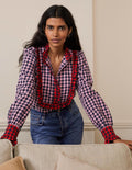 Jean Bluse-Kirschblütenrosa/Navy, Vichykaros