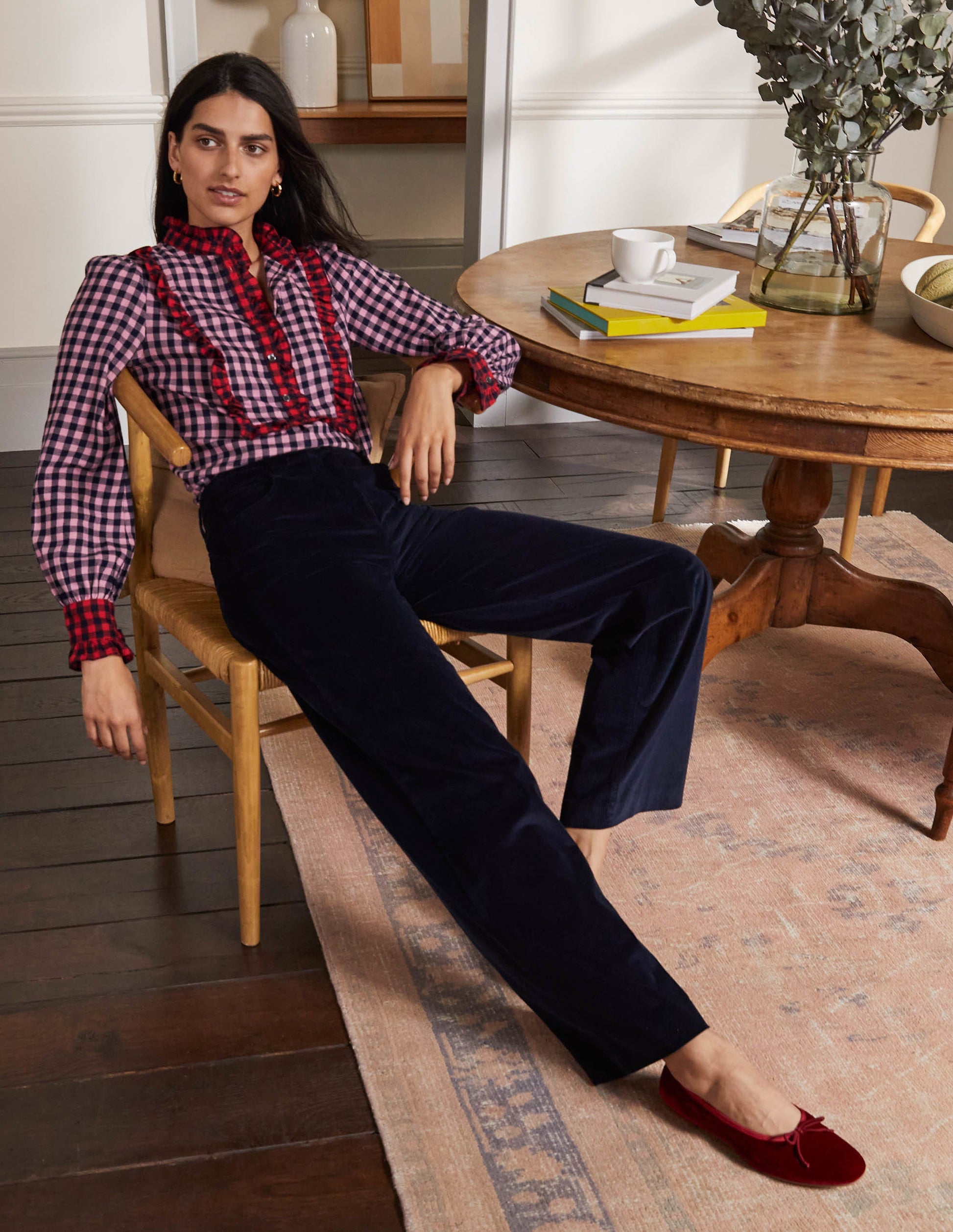 Jean Bluse-Kirschblütenrosa/Navy, Vichykaros-5