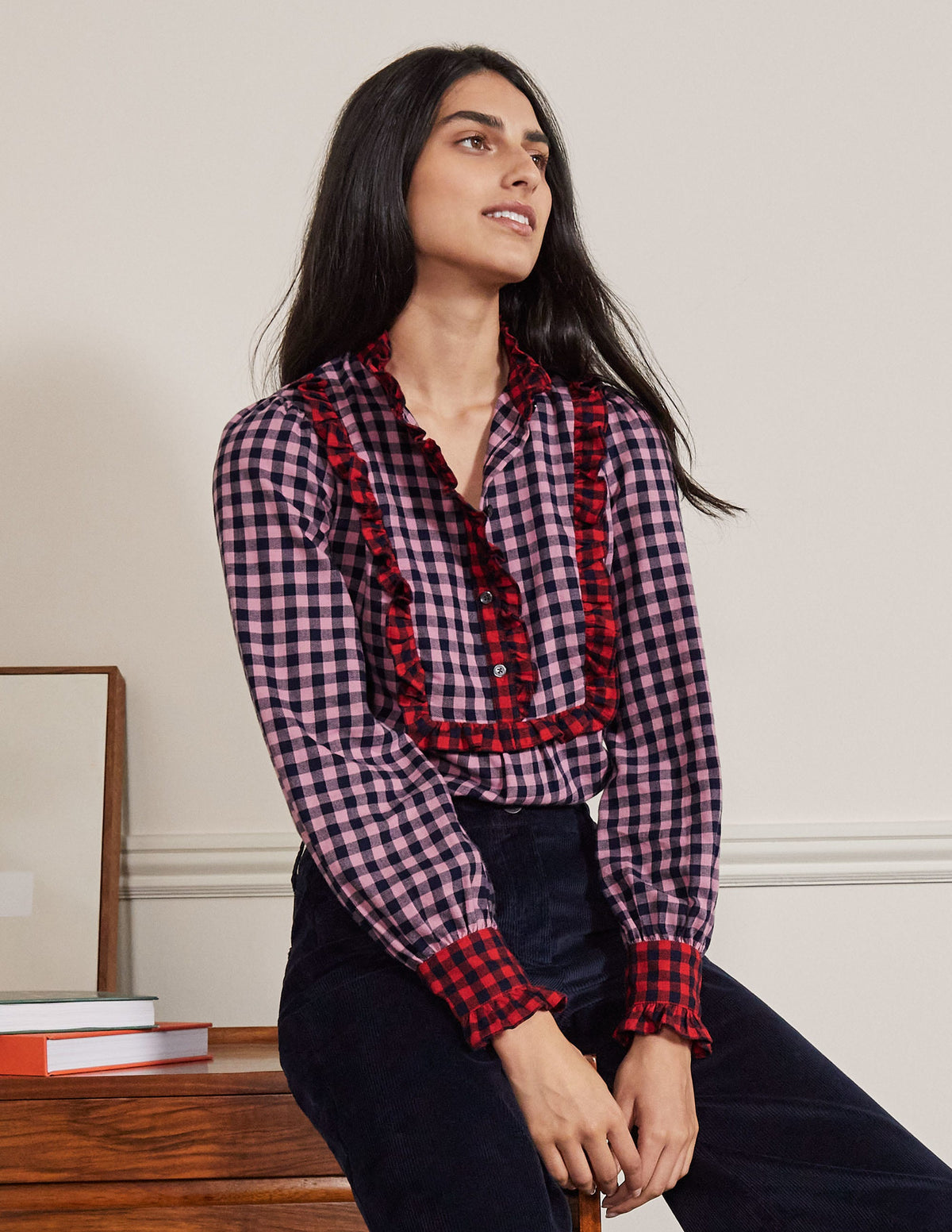Jean Bluse-Kirschblütenrosa/Navy, Vichykaros - Image 7