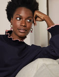 Sweatshirt mit Rüschendetail-Marineblau
