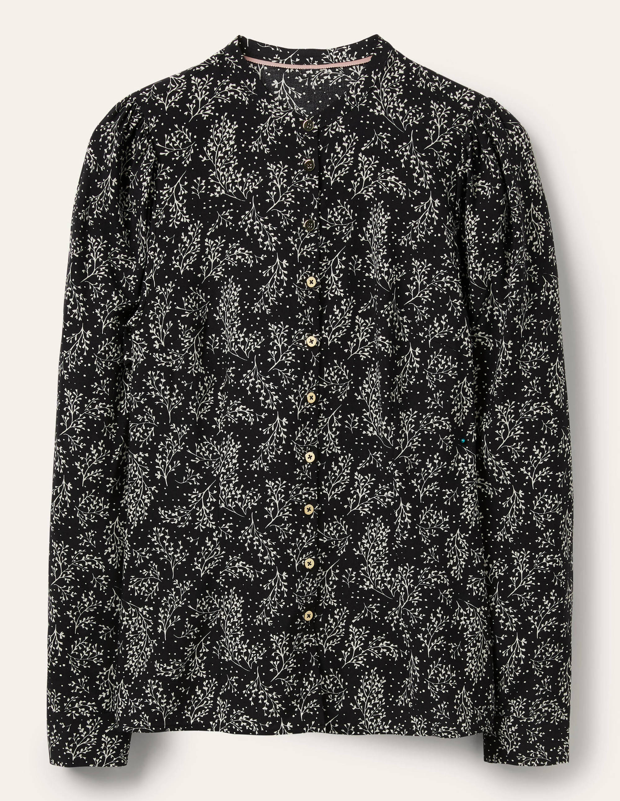 Chemise à manches bouffantes-Motif Leafy Sprig noir - Image 5