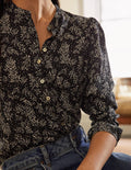 Chemise à manches bouffantes-Motif Leafy Sprig noir