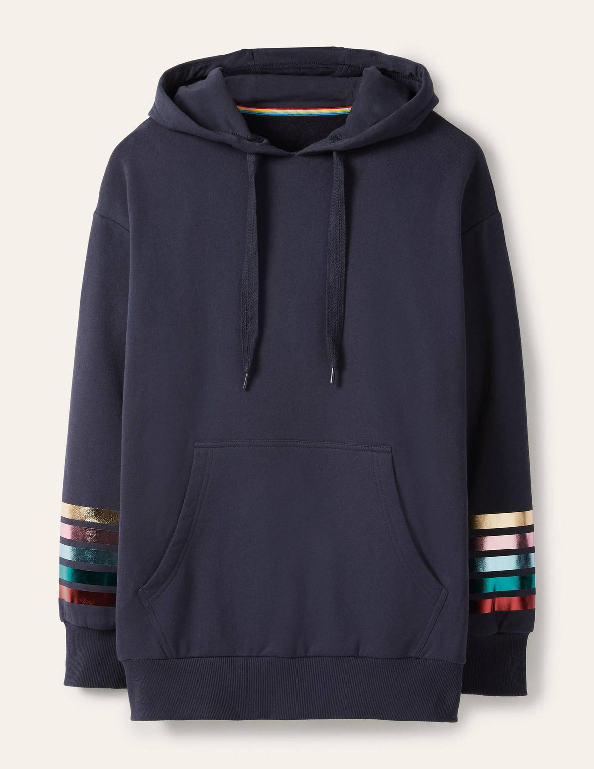 Oversize-Hoodie-Navy/Regenbogenfolie, Bündchen - Image 7