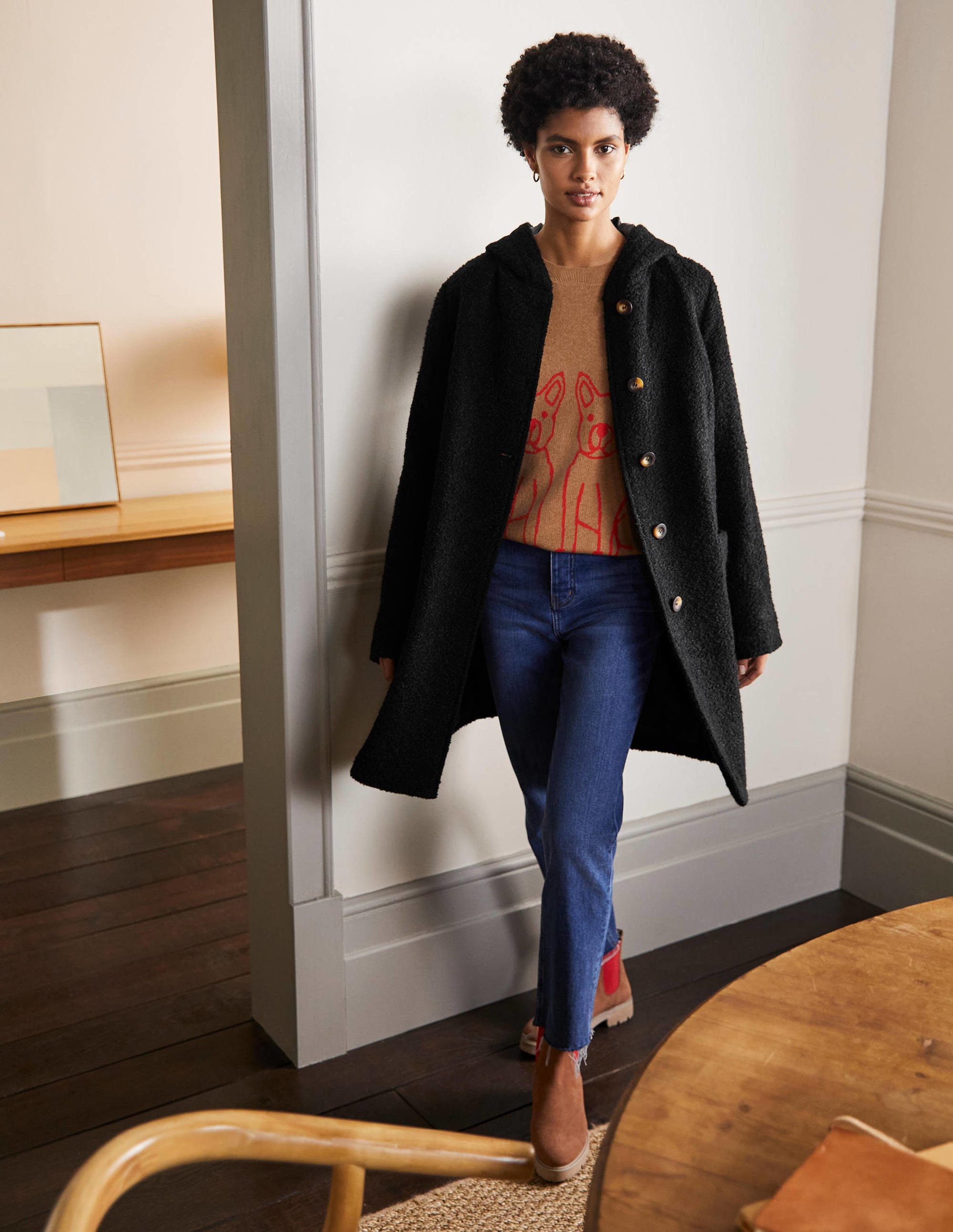 Manteau Cambridge texturé-Noir - Image 1