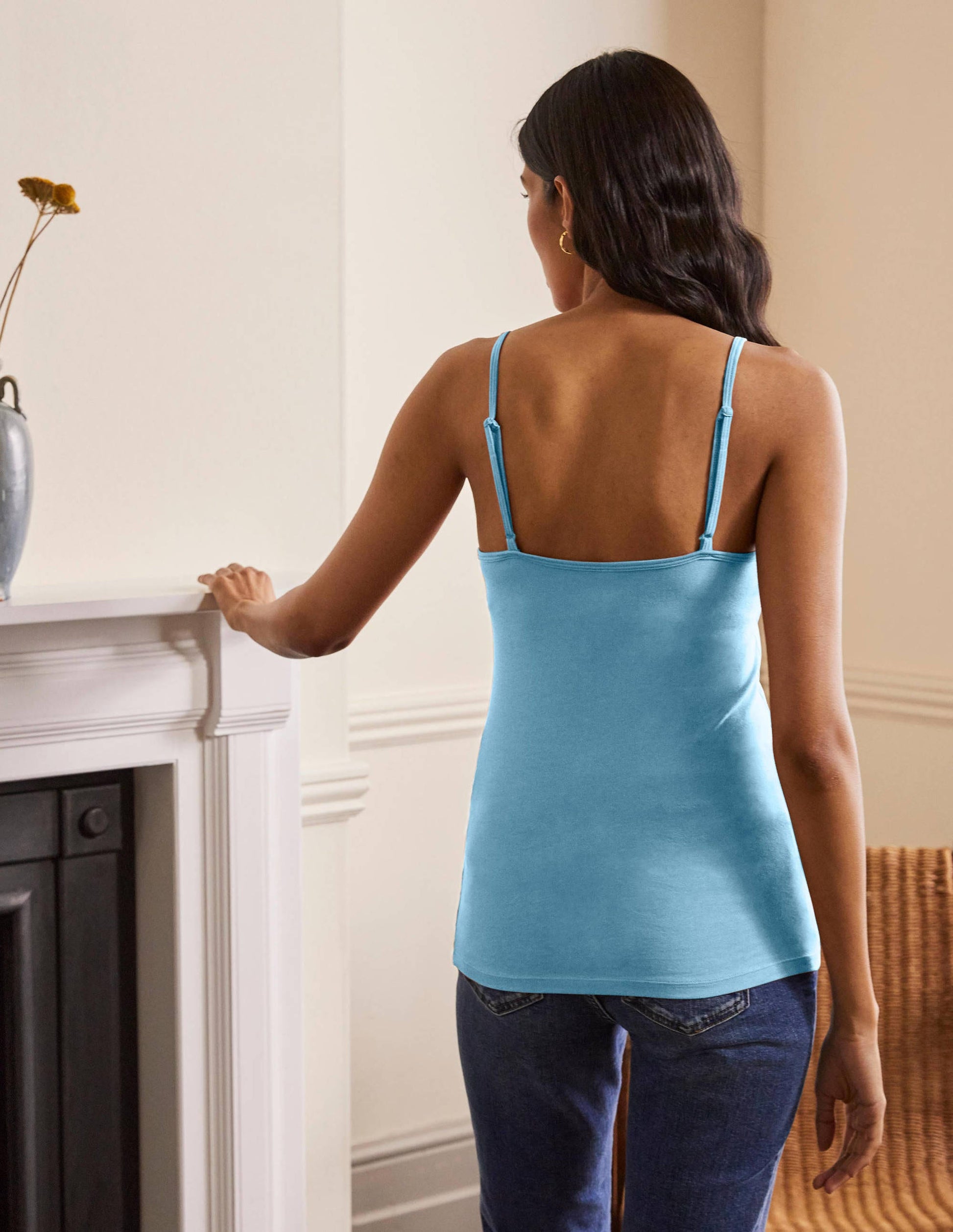 Schlichtes Camisole-Oberteil-Eisblau-2