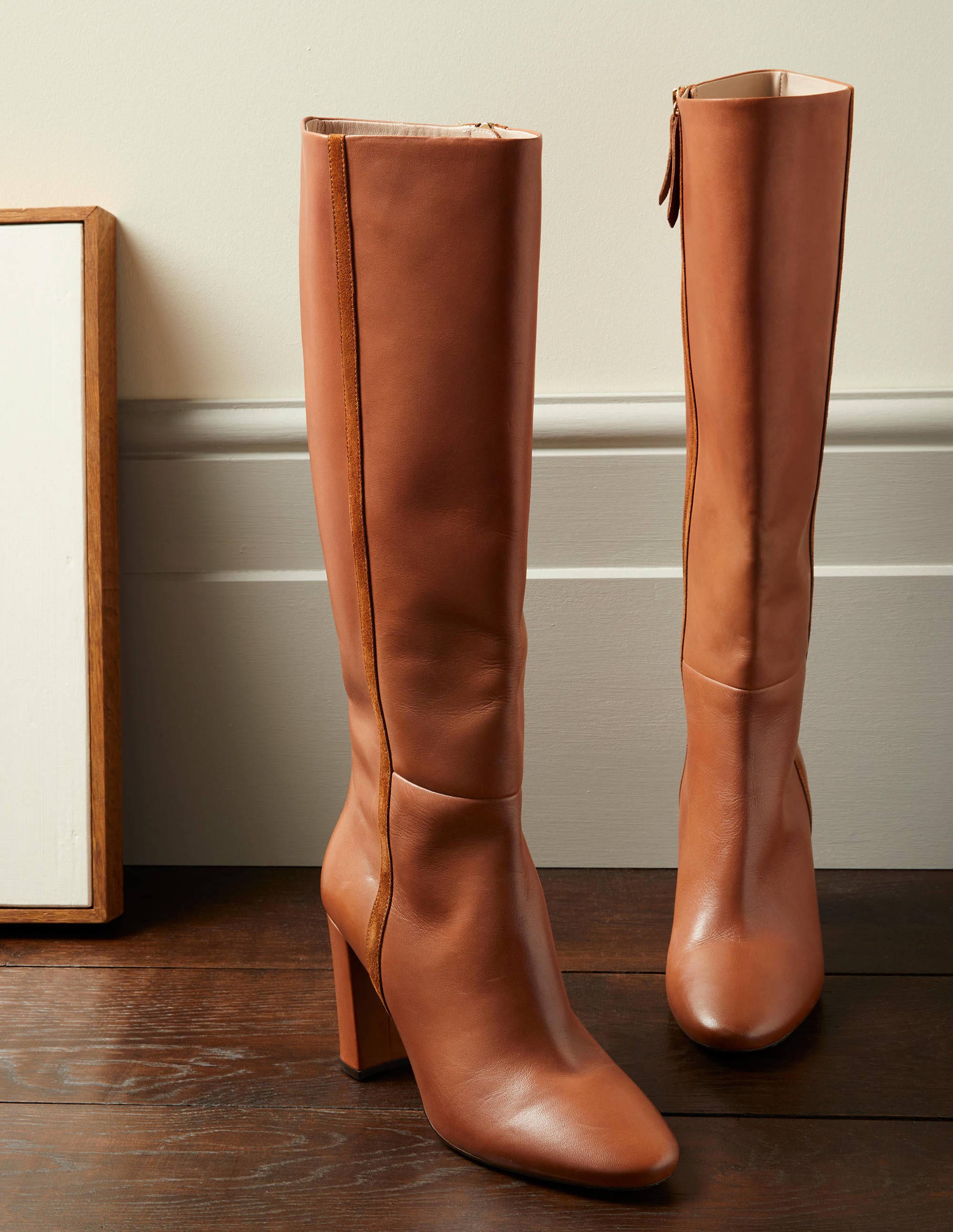 Bottes hauteur genou en cuir-Fauve - Image 1