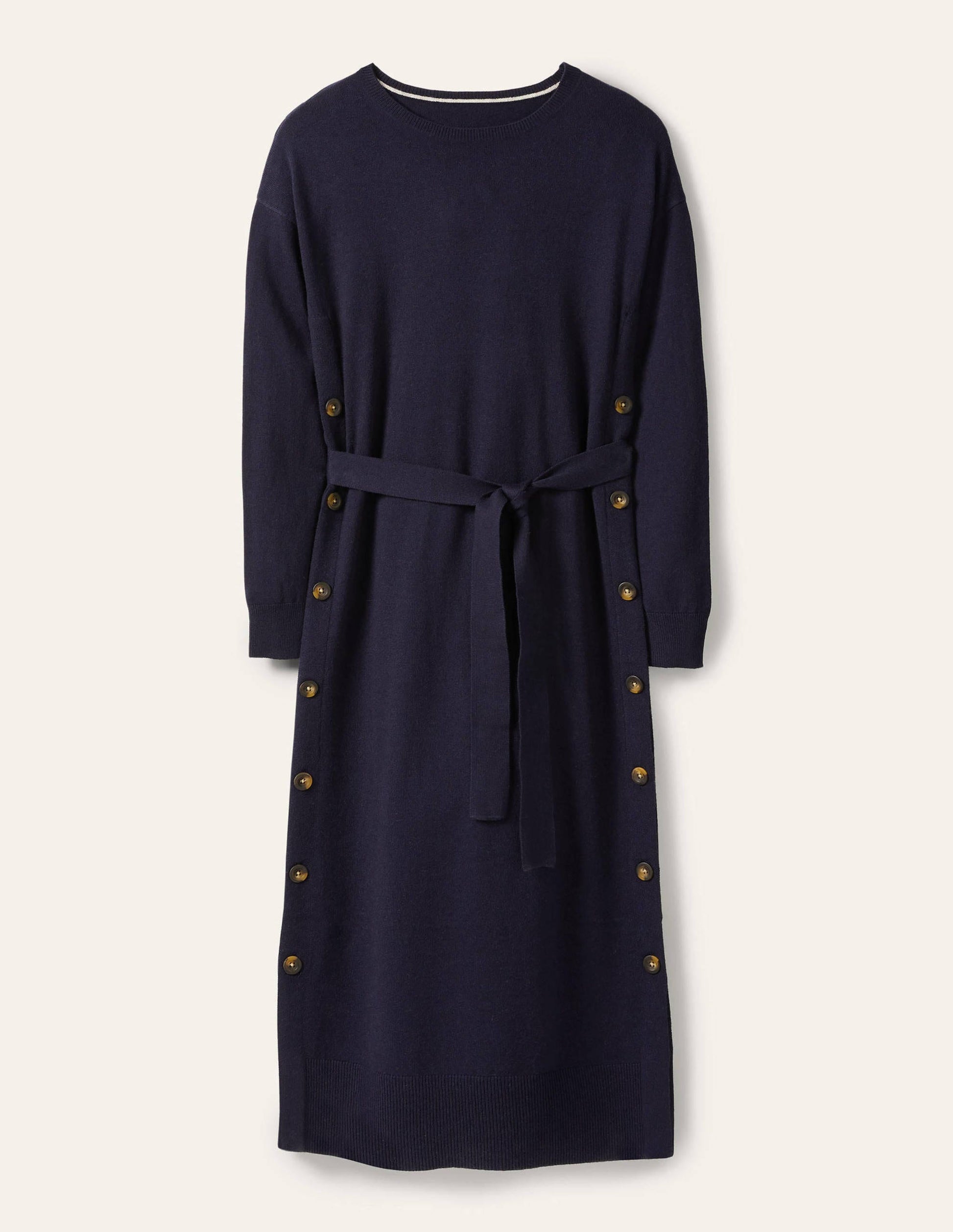 Robe boutonnée sur le côté en maille-Bleu marine-5