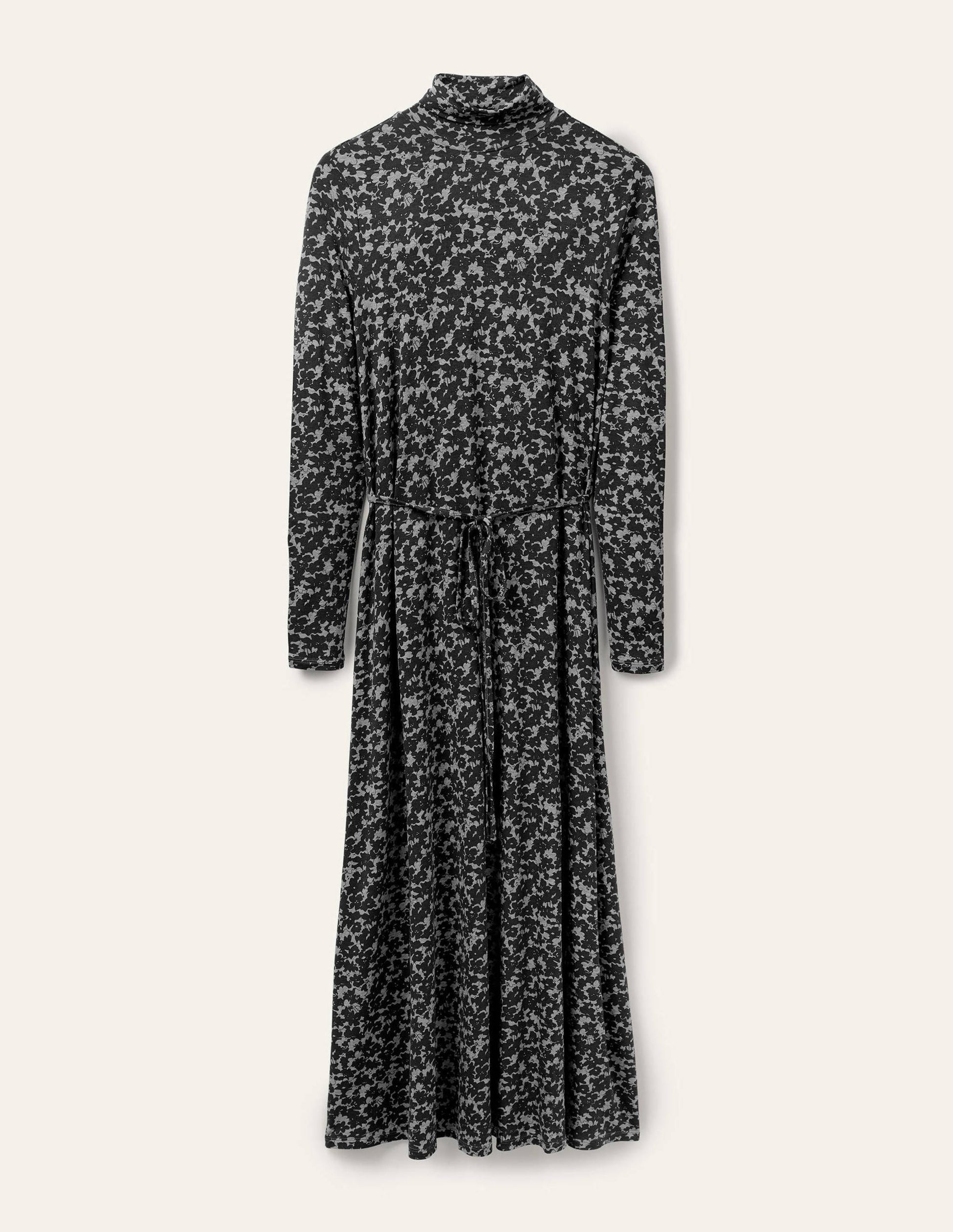 Jersey-Midikleid mit Rollkragen-Grau Meliert, Camouflage-Blumenmuster-5