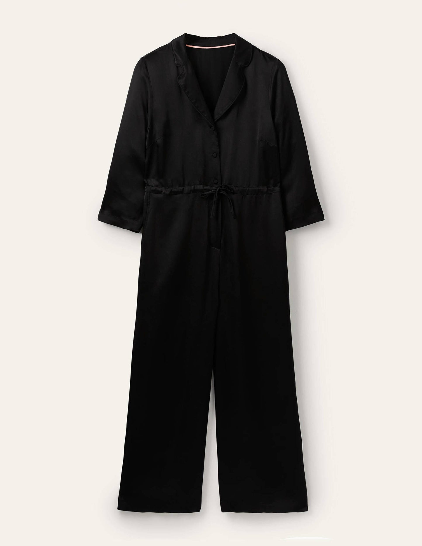 7/8-Jumpsuit mit Kragendetail-Schwarz
