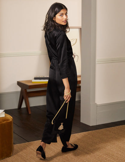 7/8-Jumpsuit mit Kragendetail-Schwarz-3