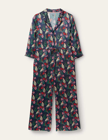 7/8-Jumpsuit mit Kragendetail-Französisches Navy/Beere, Vogel-6
