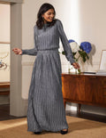 Robe longue plissée et métallisée-Gris acier métallisé