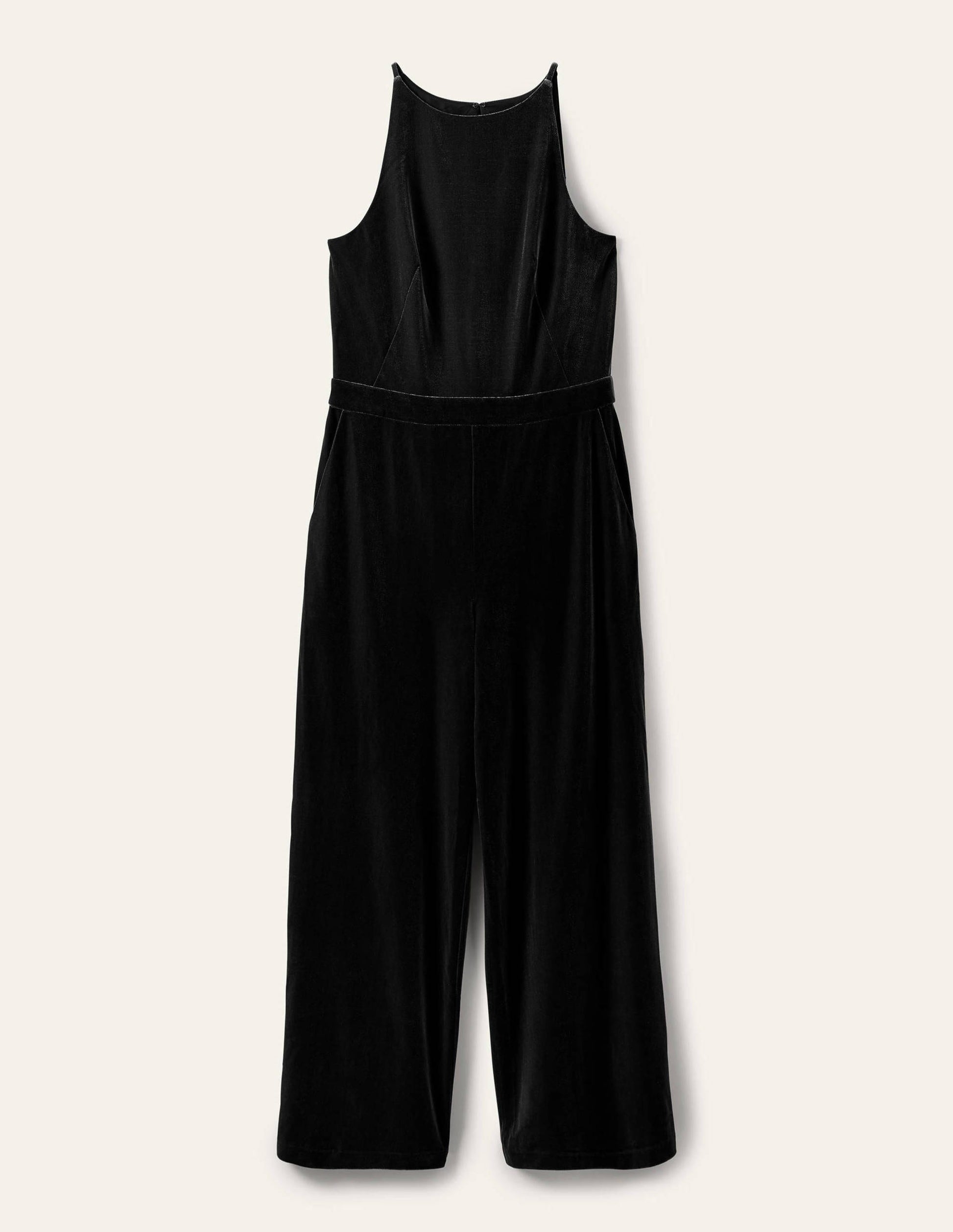 Neckholder-Jumpsuit aus Samt-Schwarz-5